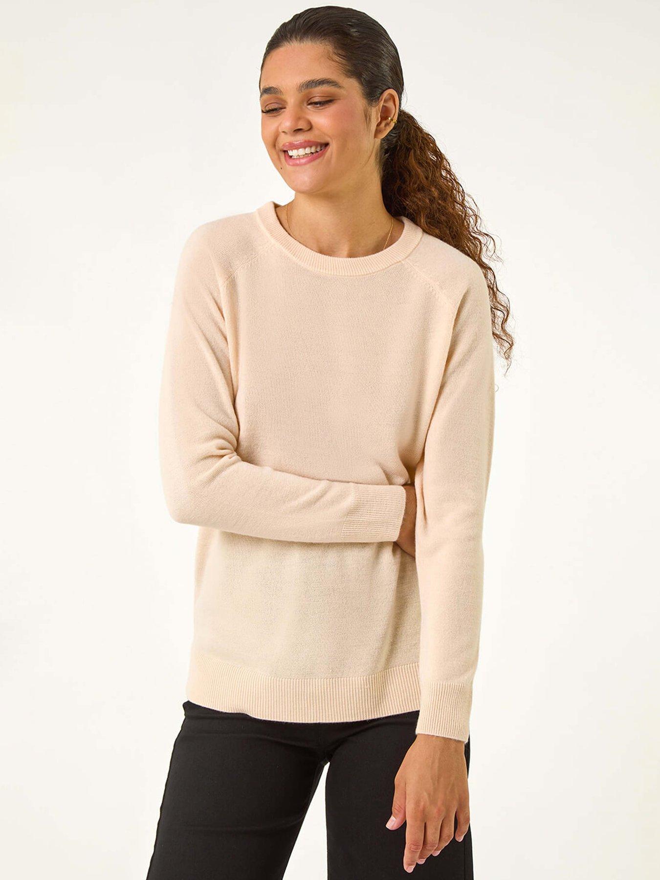  image of roman-plain-soft-crew-neck-jumper-natural