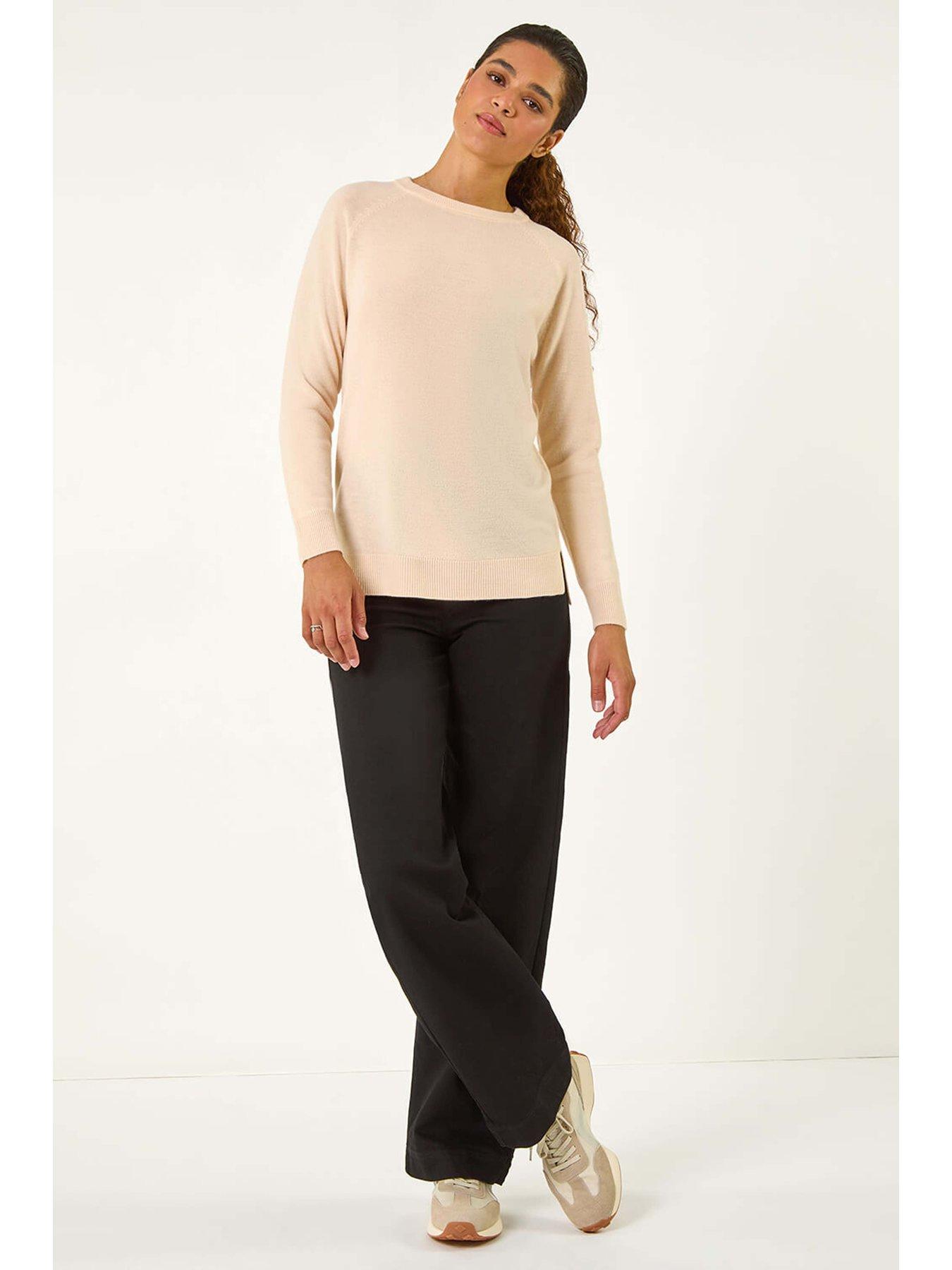  image of roman-plain-soft-crew-neck-jumper-natural