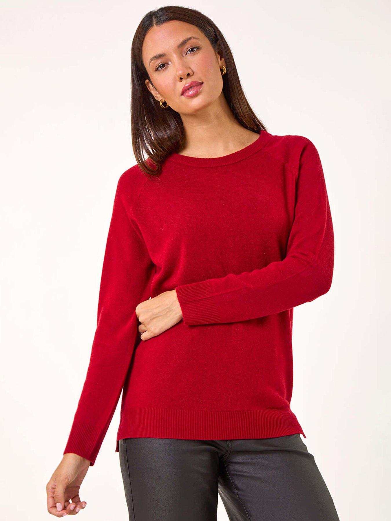 undefined Plain Soft Crew Neck Jumper - Red
