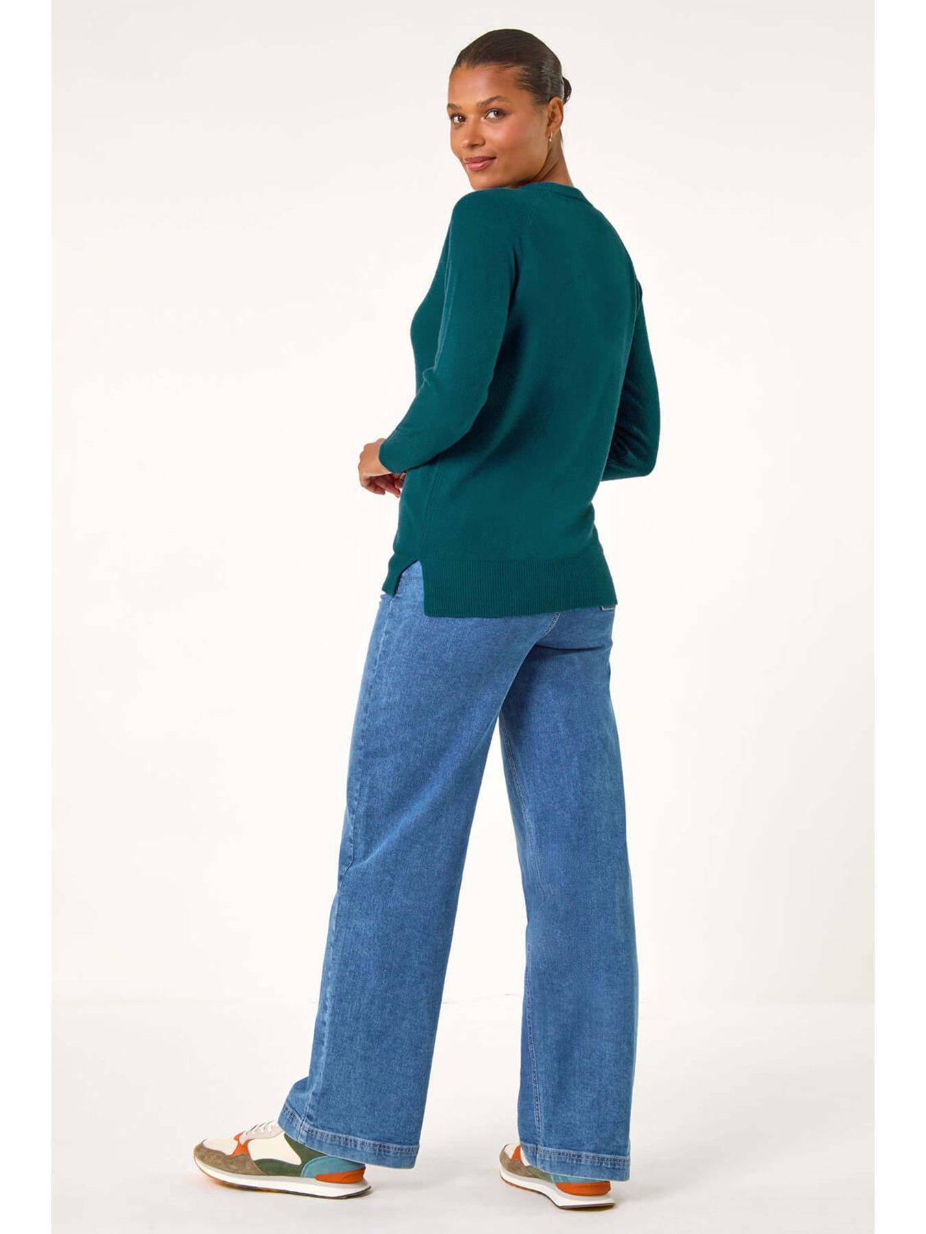 Image 2 of 5 of Roman Plain Soft Crew Neck Jumper - Teal
