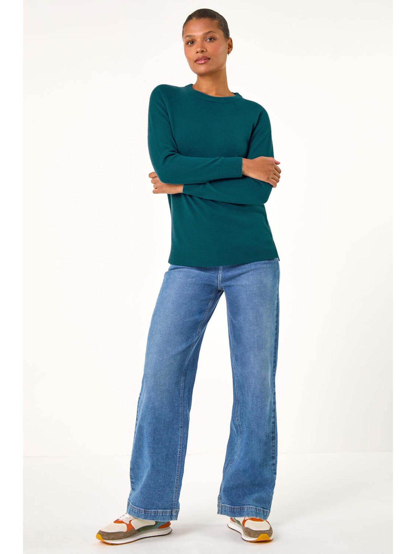 Image 3 of 5 of Roman Plain Soft Crew Neck Jumper - Teal