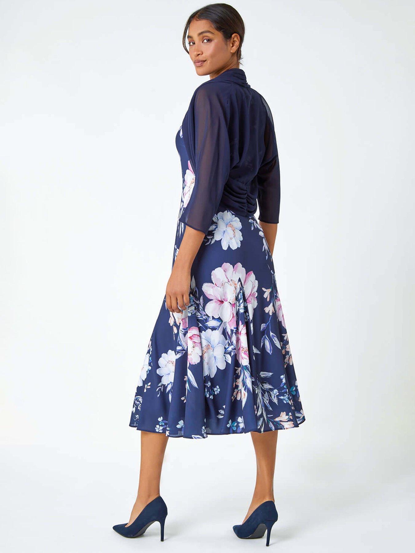  image of roman-ruched-hem-chiffon-bolero-navy