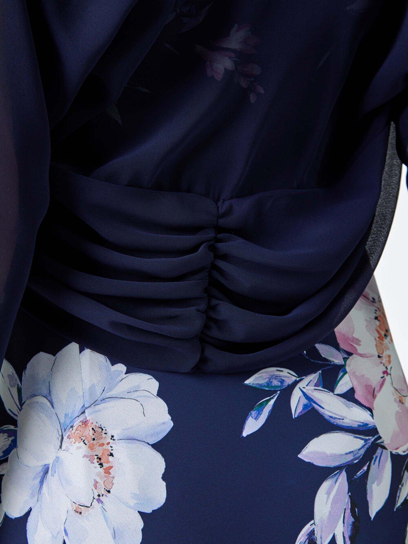  image of roman-ruched-hem-chiffon-bolero-navy
