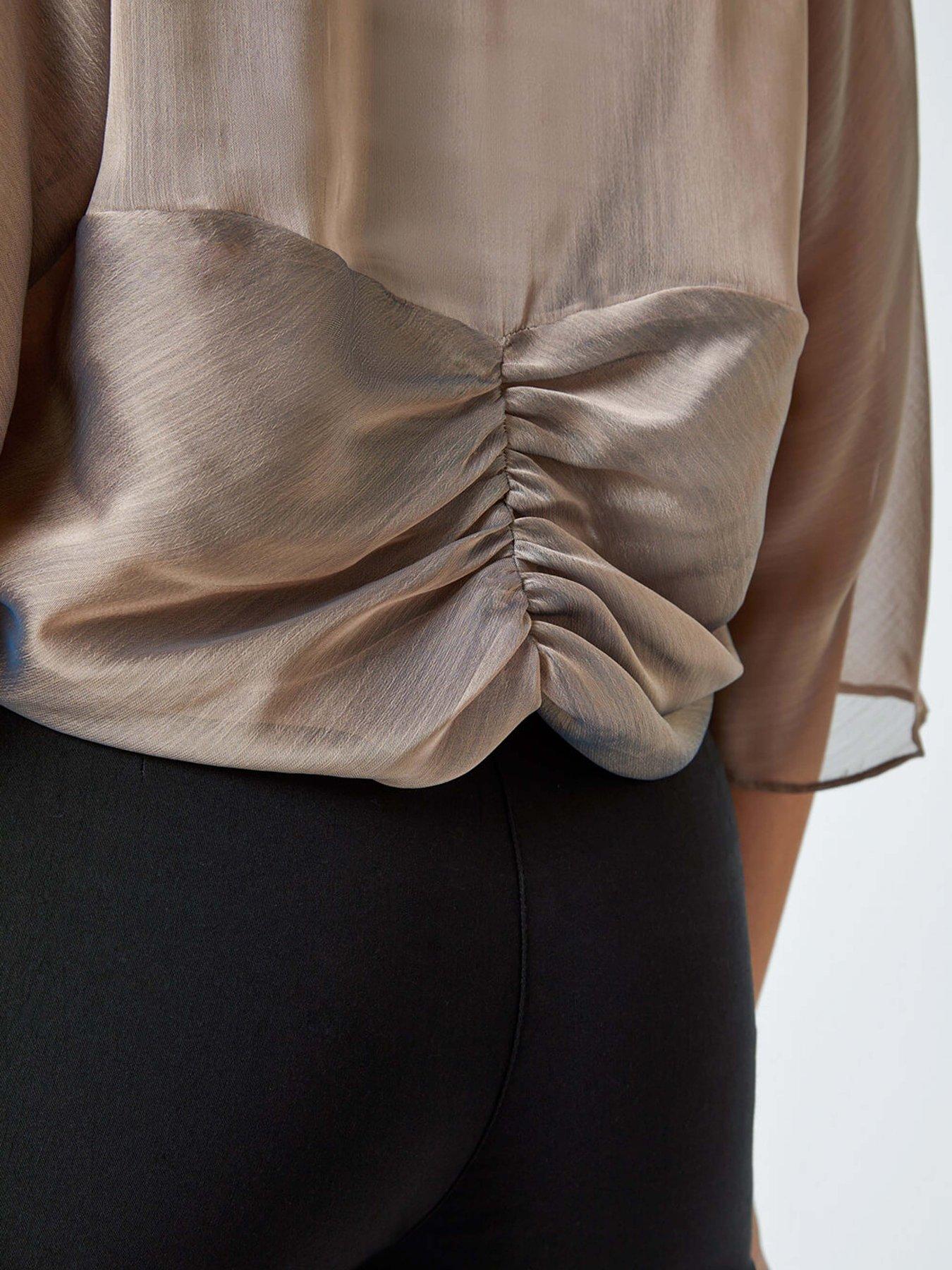  image of roman-ruched-hem-chiffon-bolero-gold