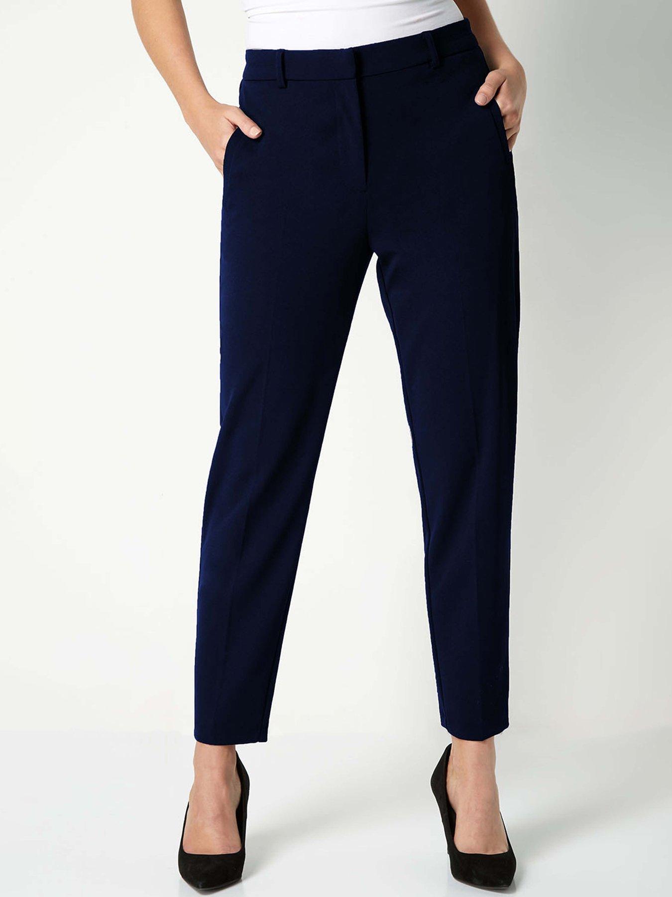 undefined Straight Leg Stretch Cropped Trousers - Navy