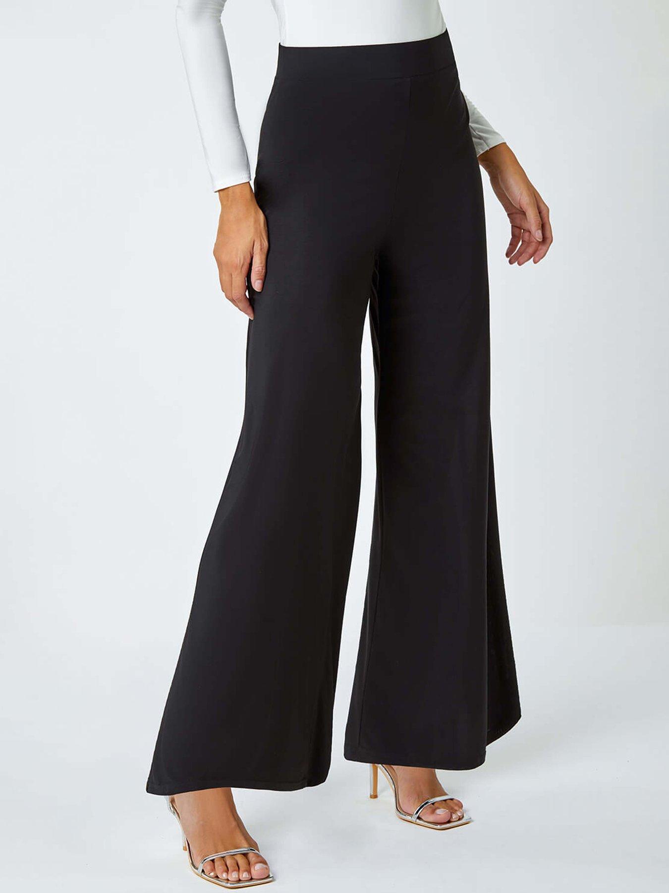  image of roman-wide-leg-stretch-trousers-black