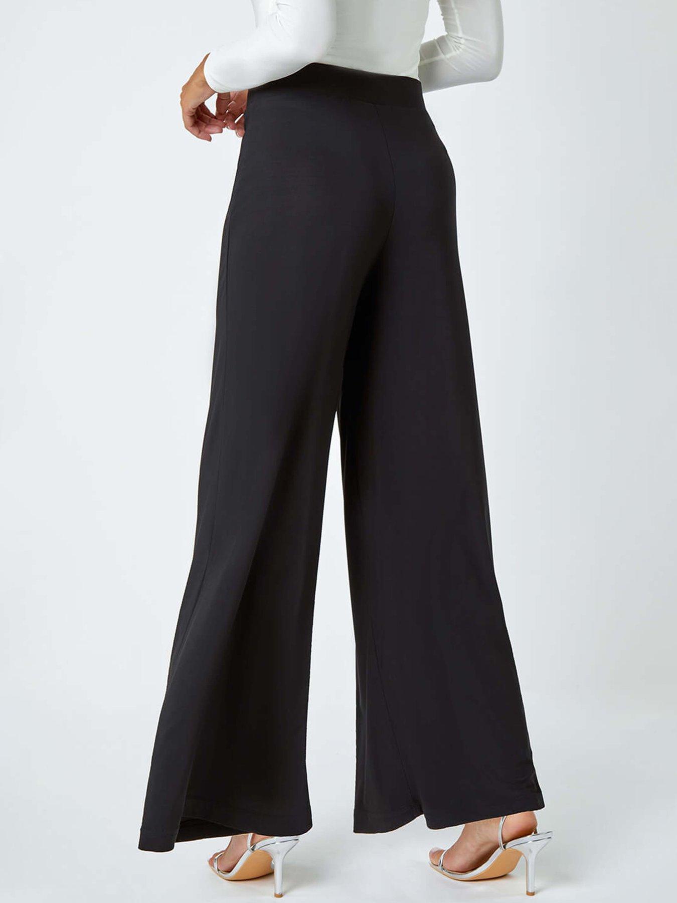  image of roman-wide-leg-stretch-trousers-black