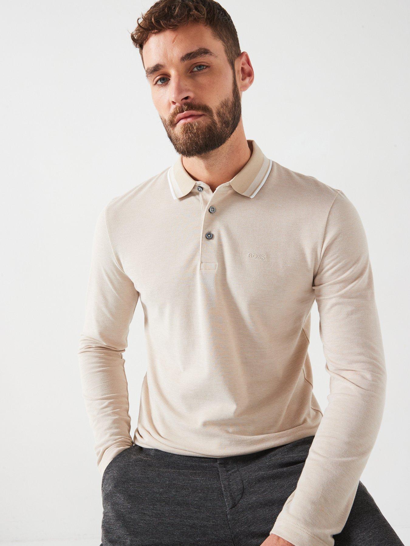  image of boss-h-pittman-141-regular-fit-tipping-logo-oxford-long-sleeve-polo-shirt-beige