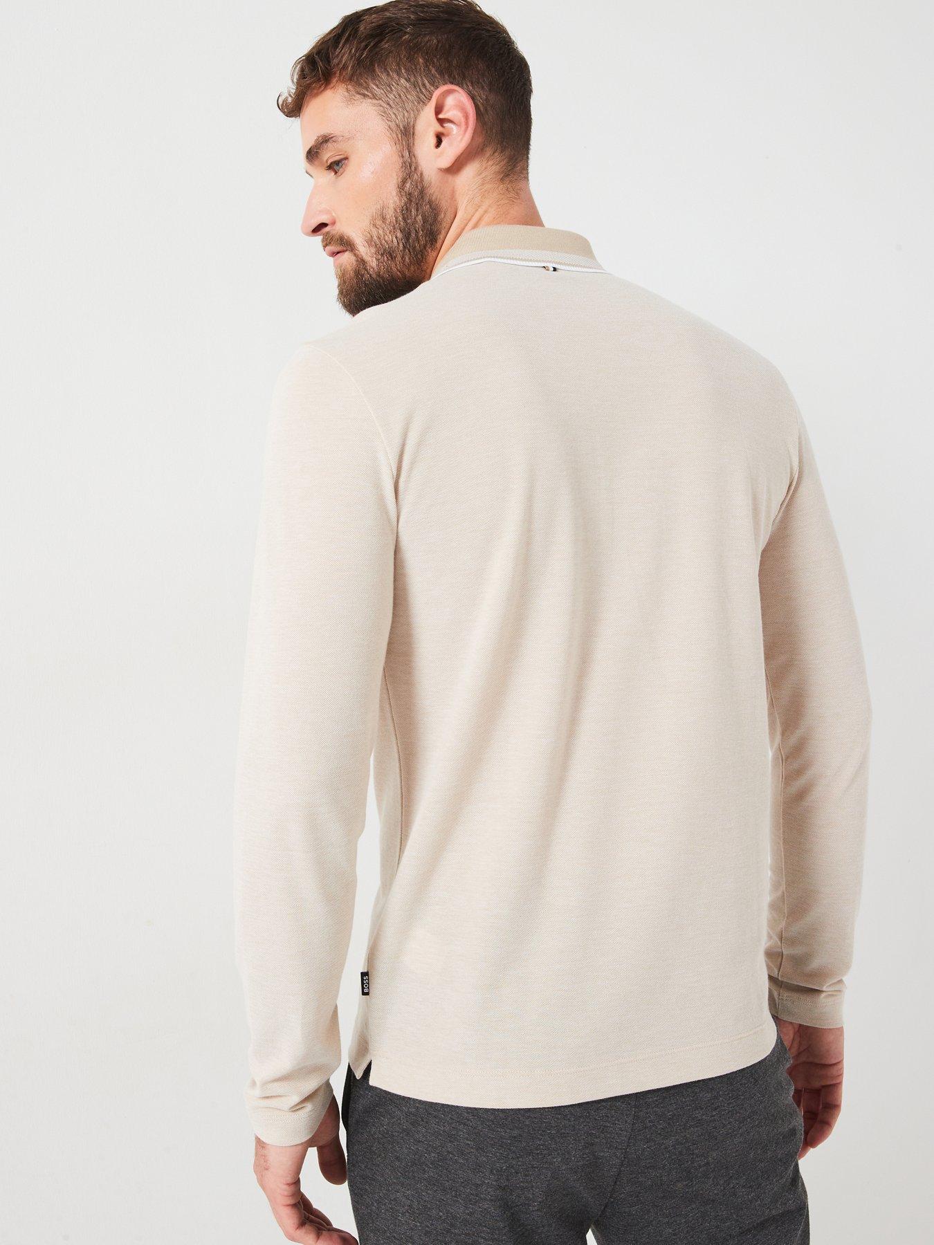  image of boss-h-pittman-141-regular-fit-tipping-logo-oxford-long-sleeve-polo-shirt-beige