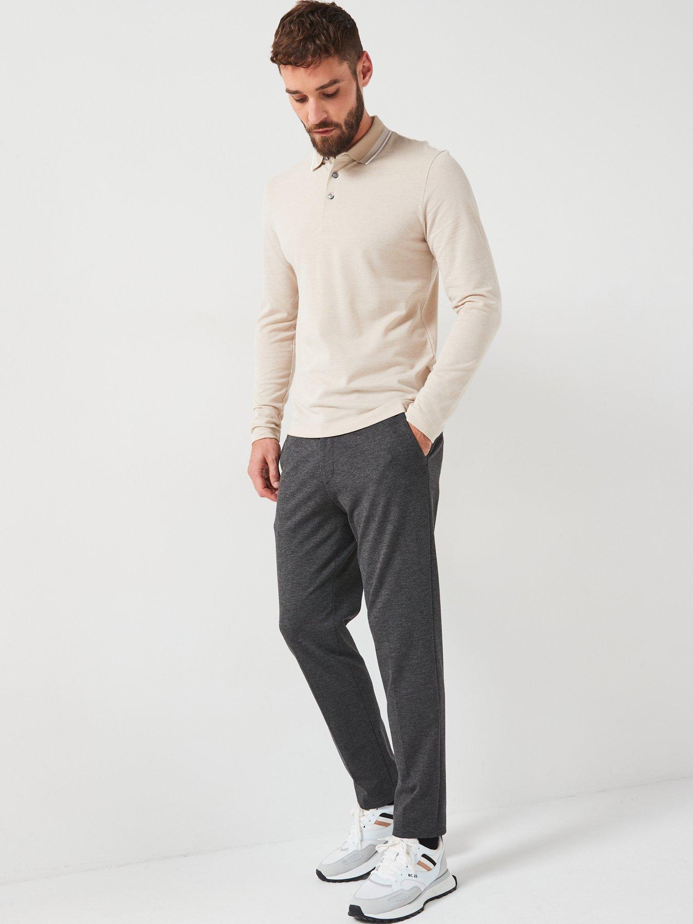  image of boss-h-pittman-141-regular-fit-tipping-logo-oxford-long-sleeve-polo-shirt-beige