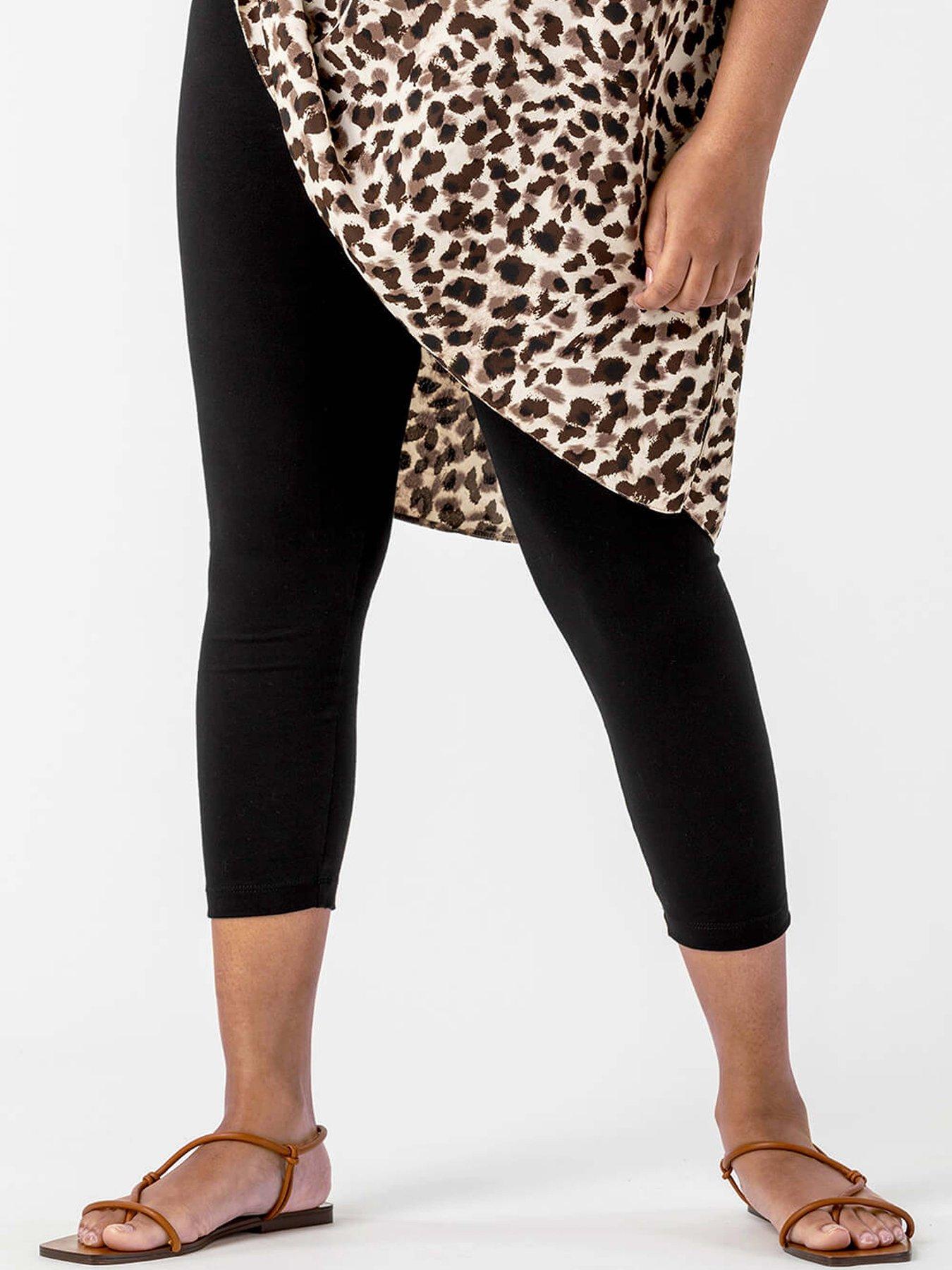 Image 3 of 4 of Roman Curve Plain Cropped Leggings - Black