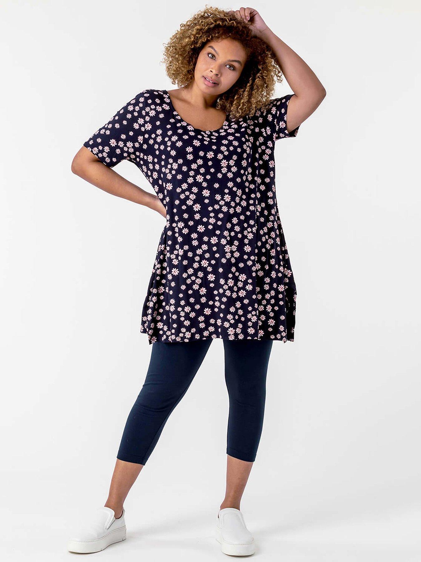 undefined Curve Plain Cropped Leggings - Navy