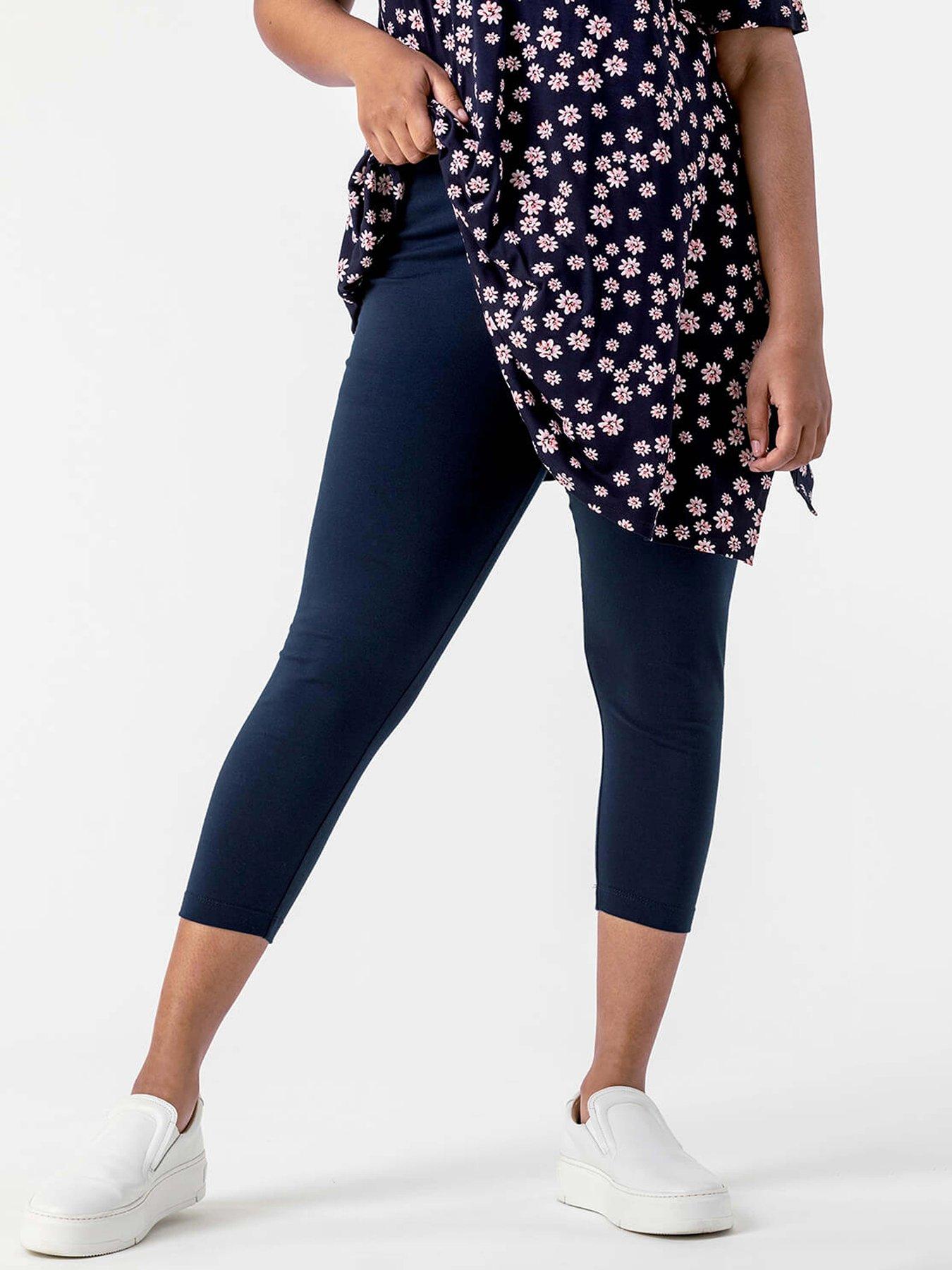  image of roman-curve-plain-cropped-leggings-navy