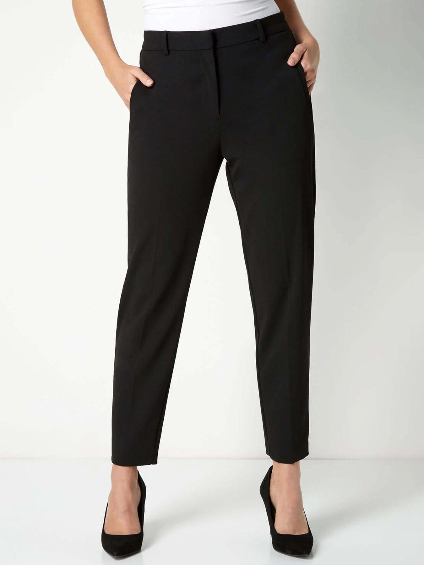 undefined Short Straight Leg Stretch Trouser - Black