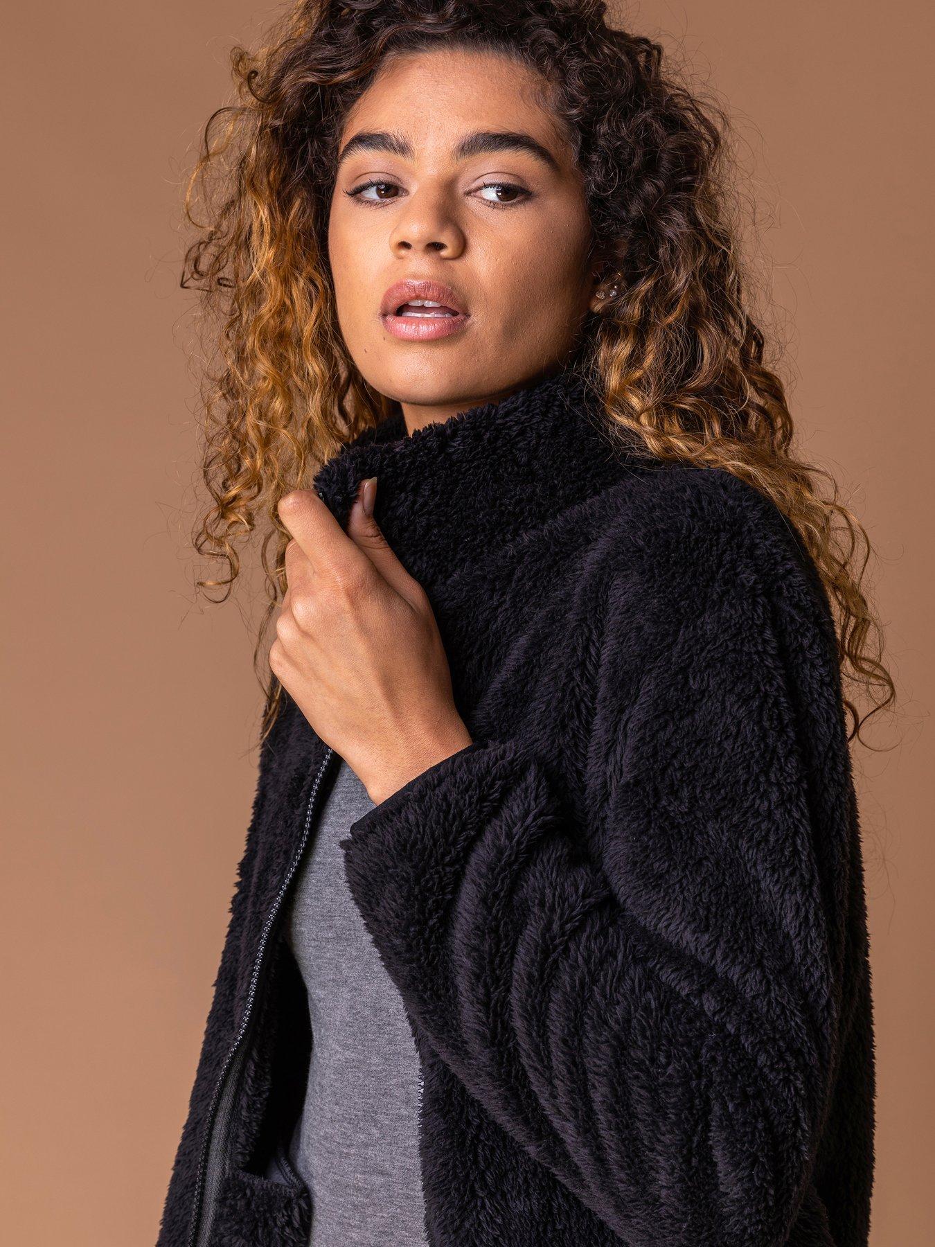 Image 4 of 5 of Roman Soft Sherpa Fleece Jacket - Black