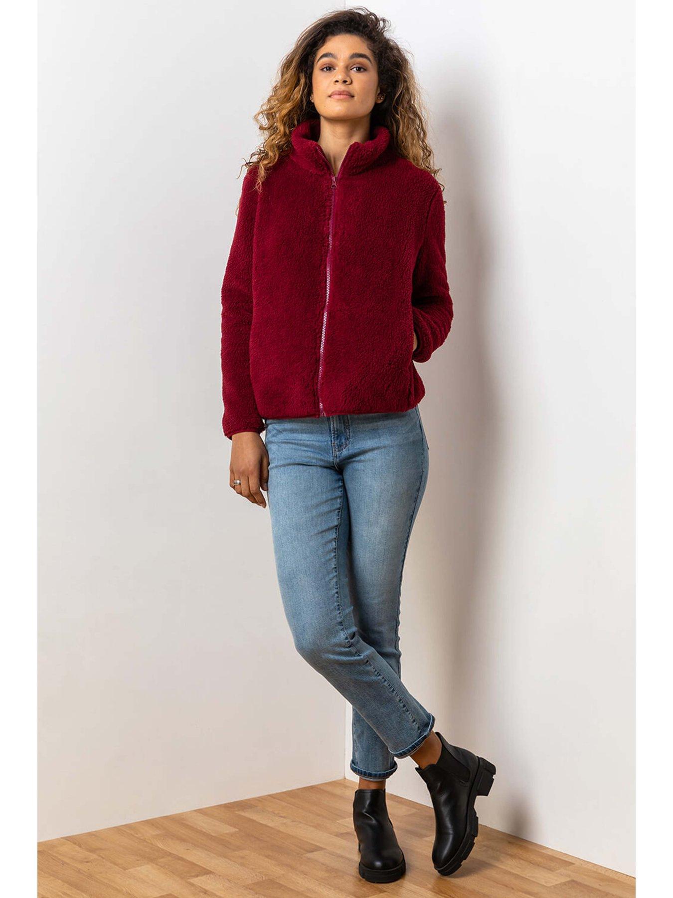 Image 3 of 5 of Roman Soft Sherpa Fleece Jacket - Burgundy