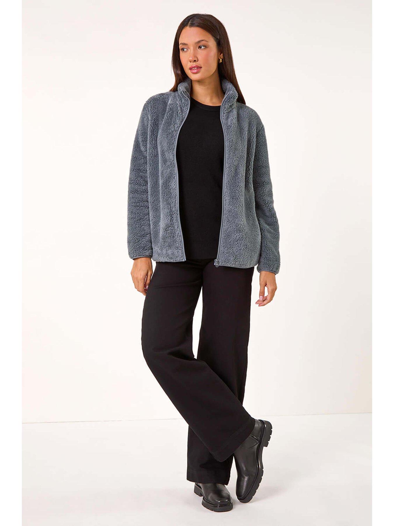 Image 3 of 5 of Roman Soft Sherpa Fleece Jacket - Dark Grey