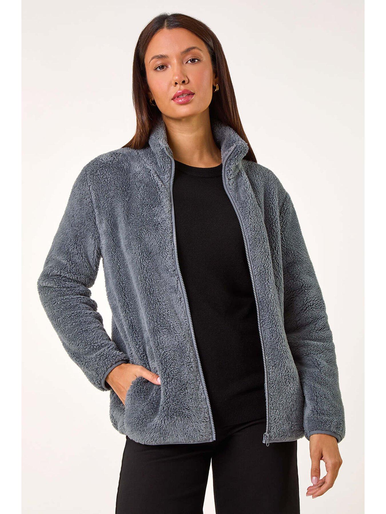 Image 4 of 5 of Roman Soft Sherpa Fleece Jacket - Dark Grey