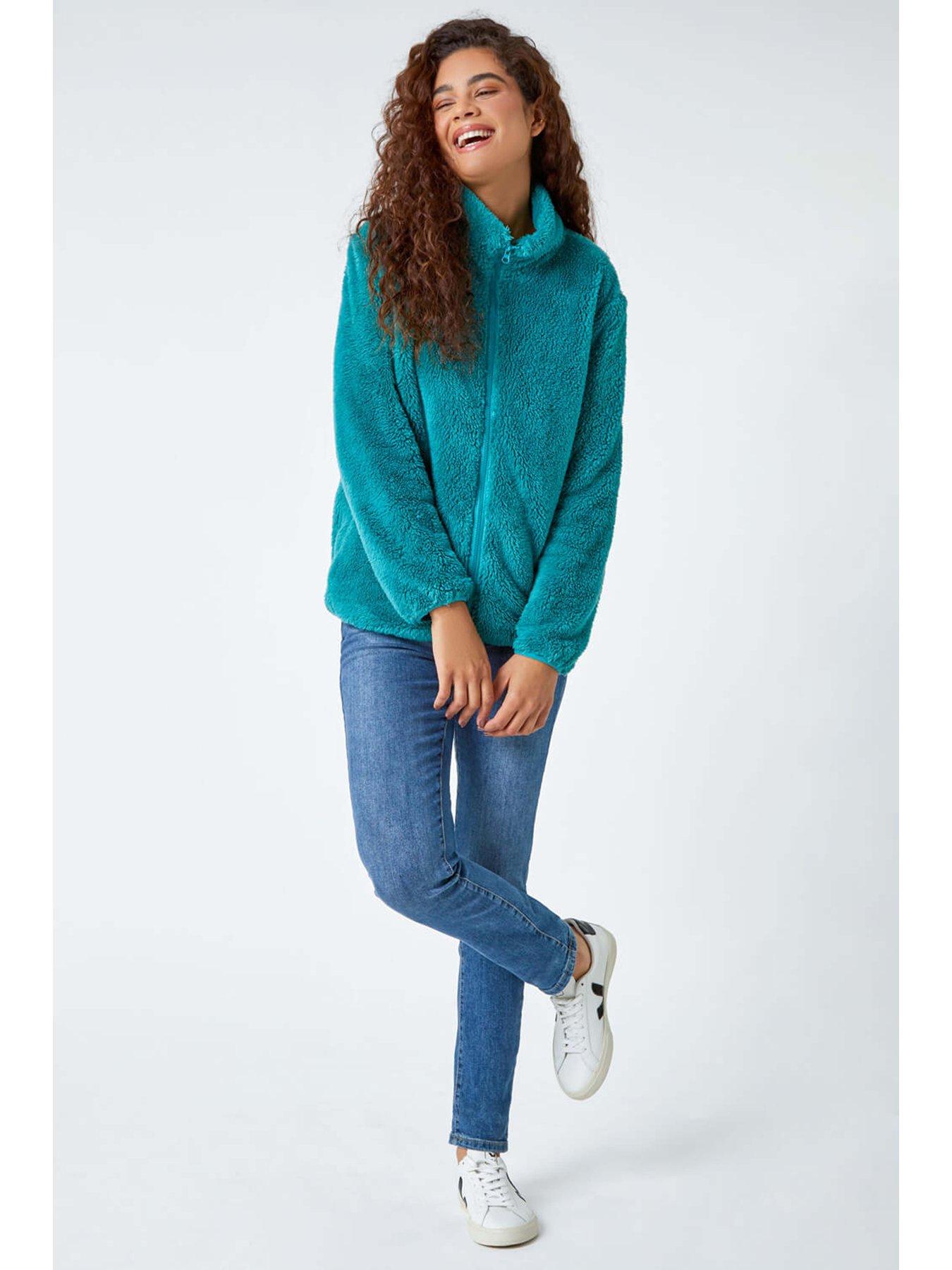 Image 3 of 5 of Roman Soft Sherpa Fleece Jacket - Jade