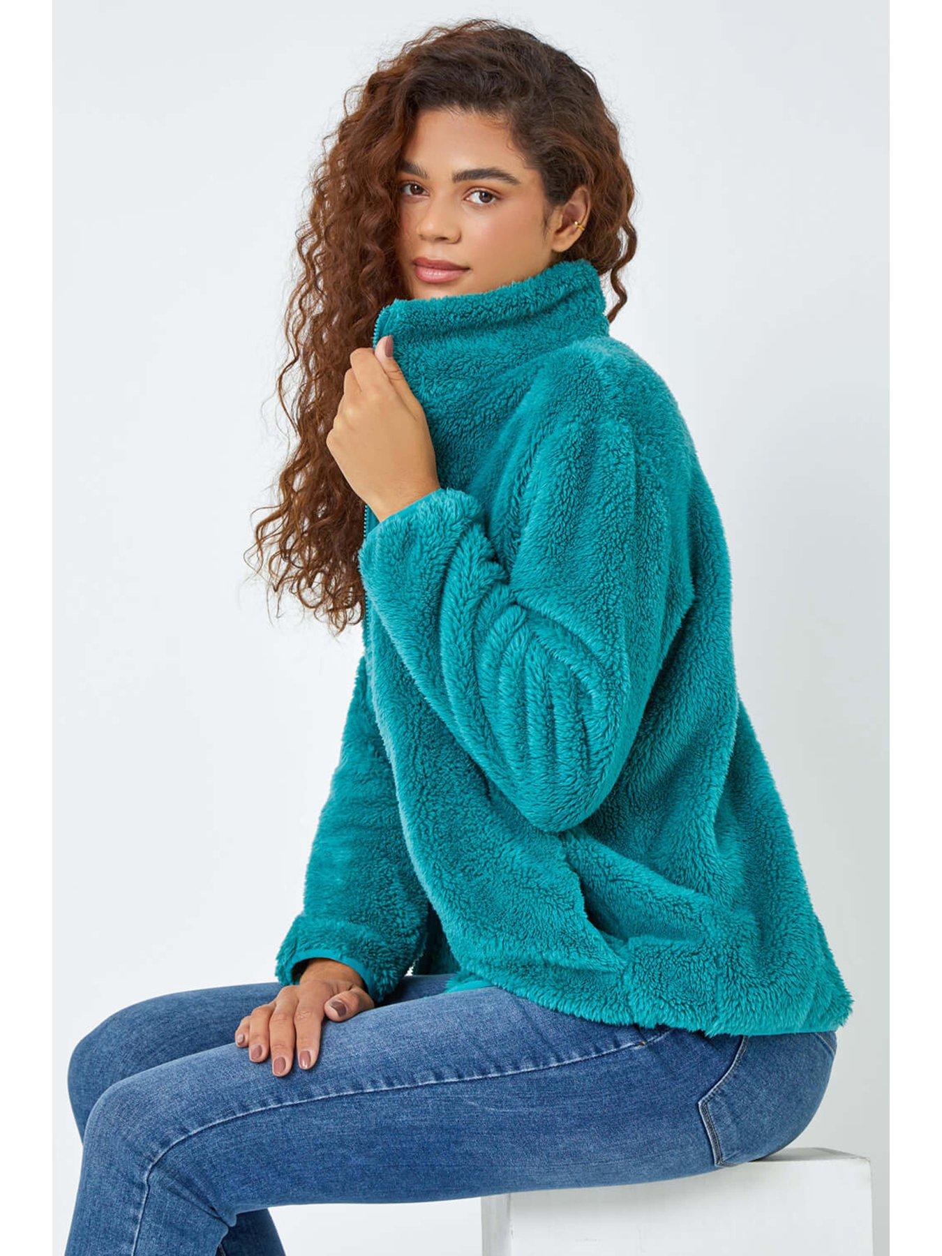 Image 4 of 5 of Roman Soft Sherpa Fleece Jacket - Jade