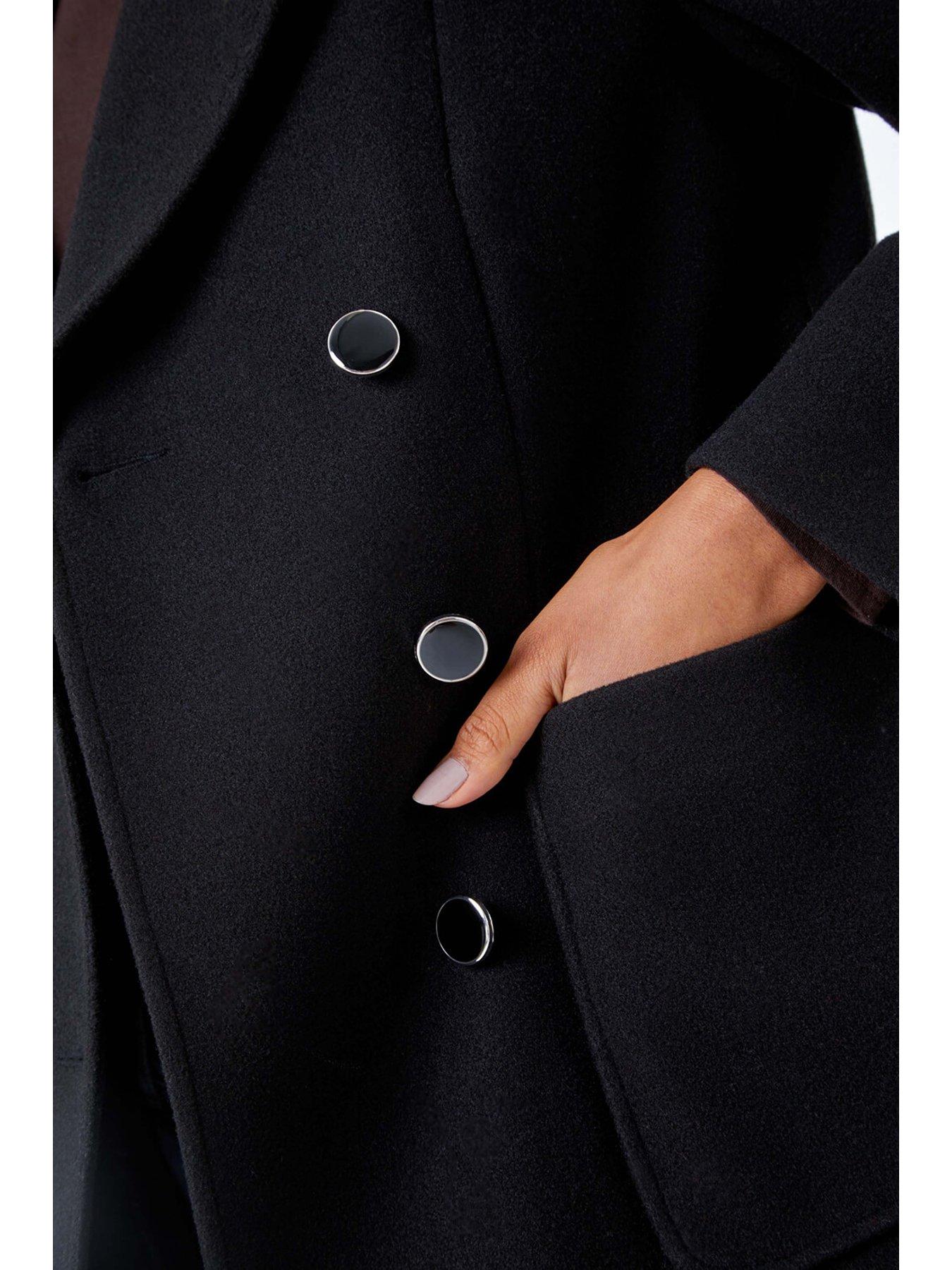 Image 5 of 5 of Roman Double Breasted Smart Coat  - Black