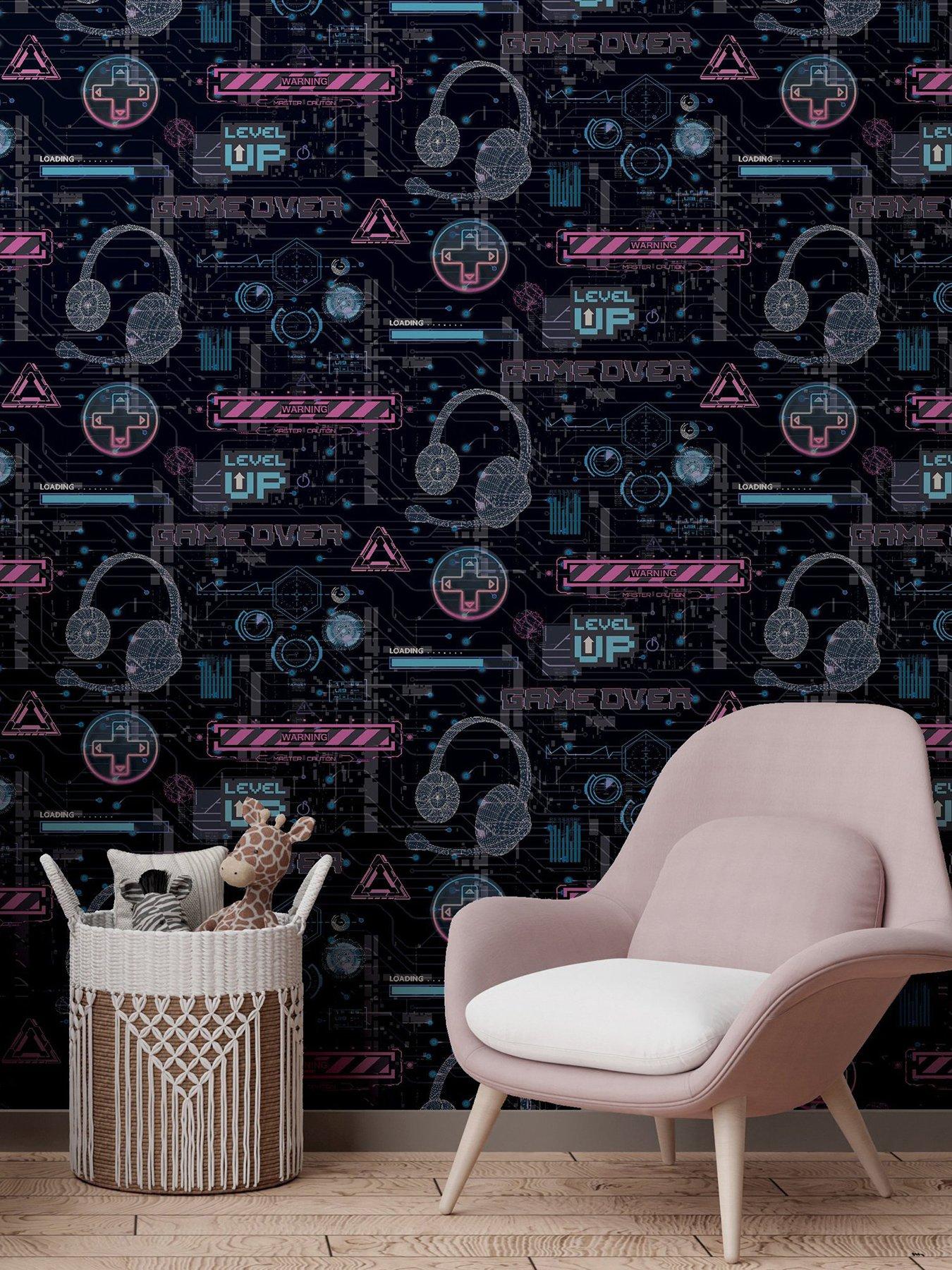 ARTHOUSE Gamer Pink Wallpaper | Littlewoods