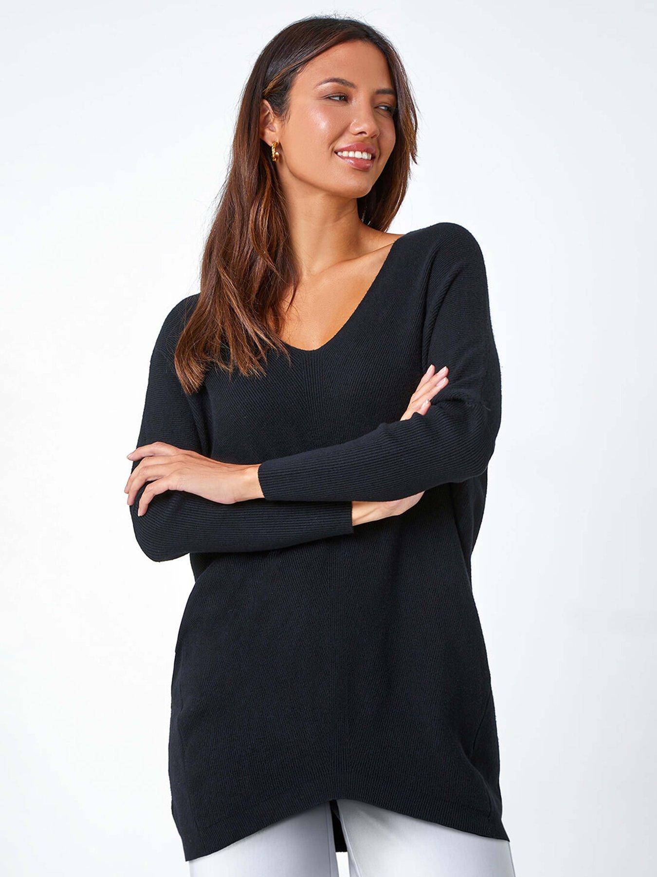 undefined One Size Animal Print Tie Back V-neck Jumper - Black