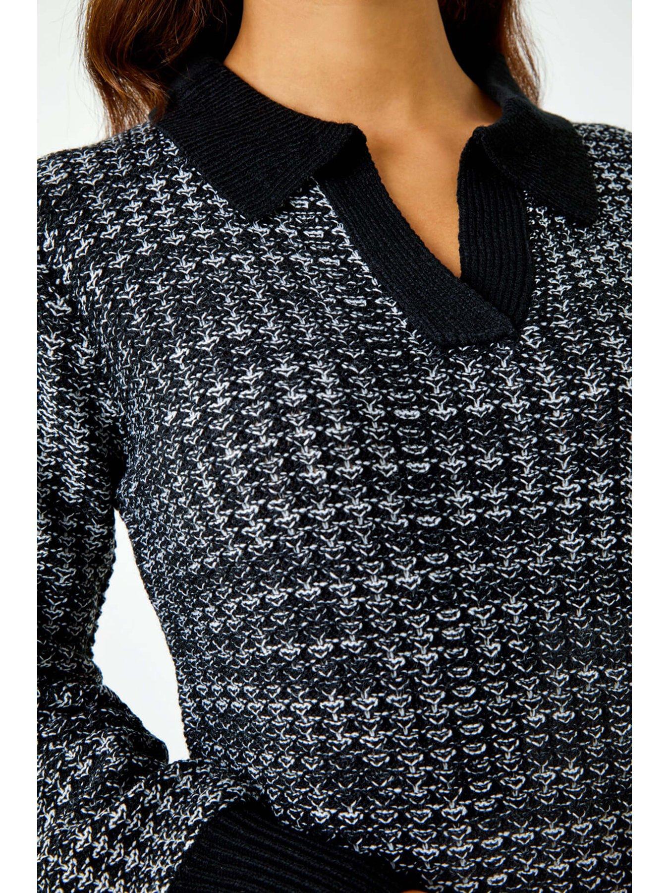 Image 5 of 5 of Roman Collared Knitted Jumper Dress - Charcoal