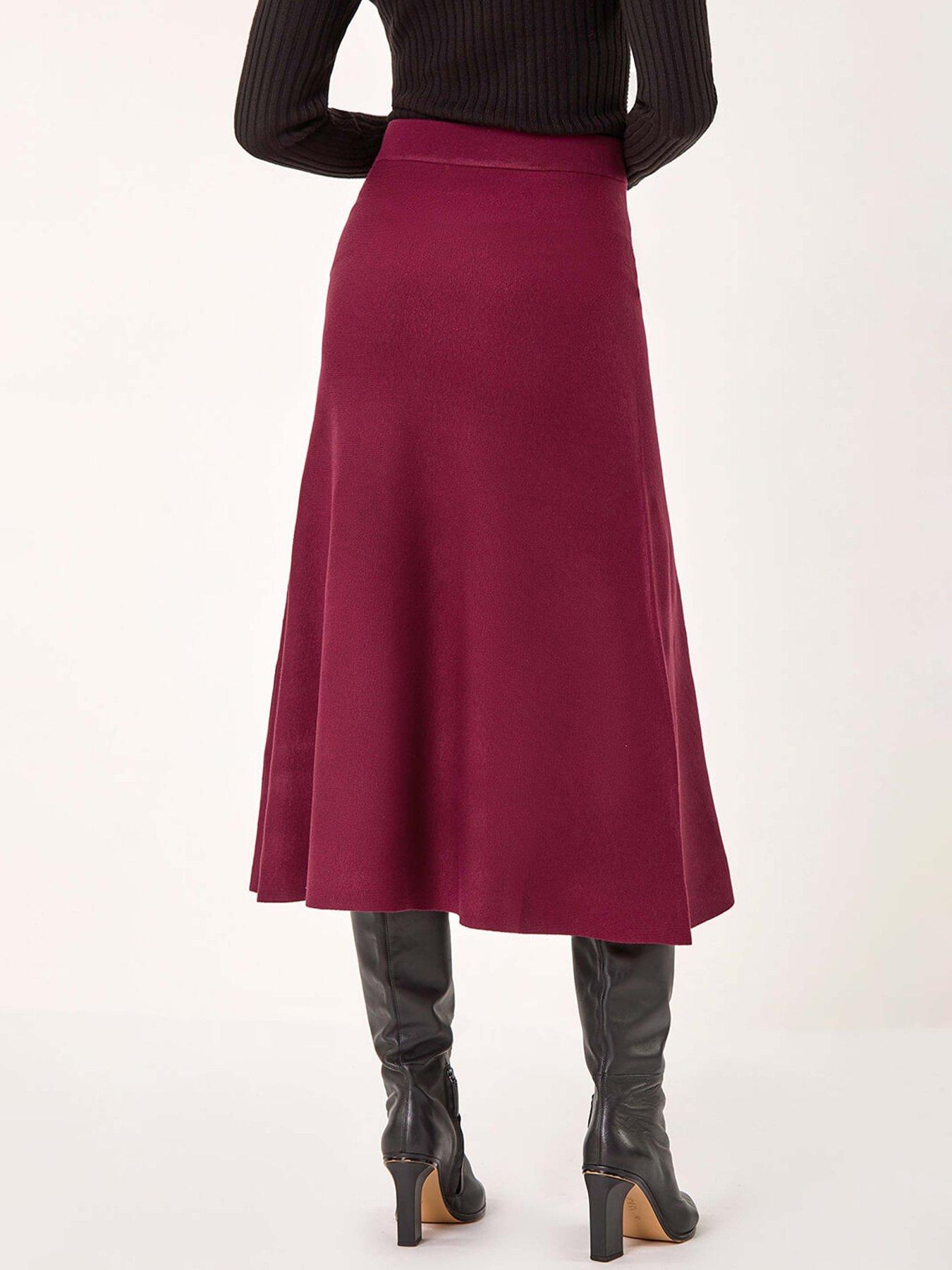 Image 2 of 5 of Roman Knitted Midi Stretch Skirt - Wine
