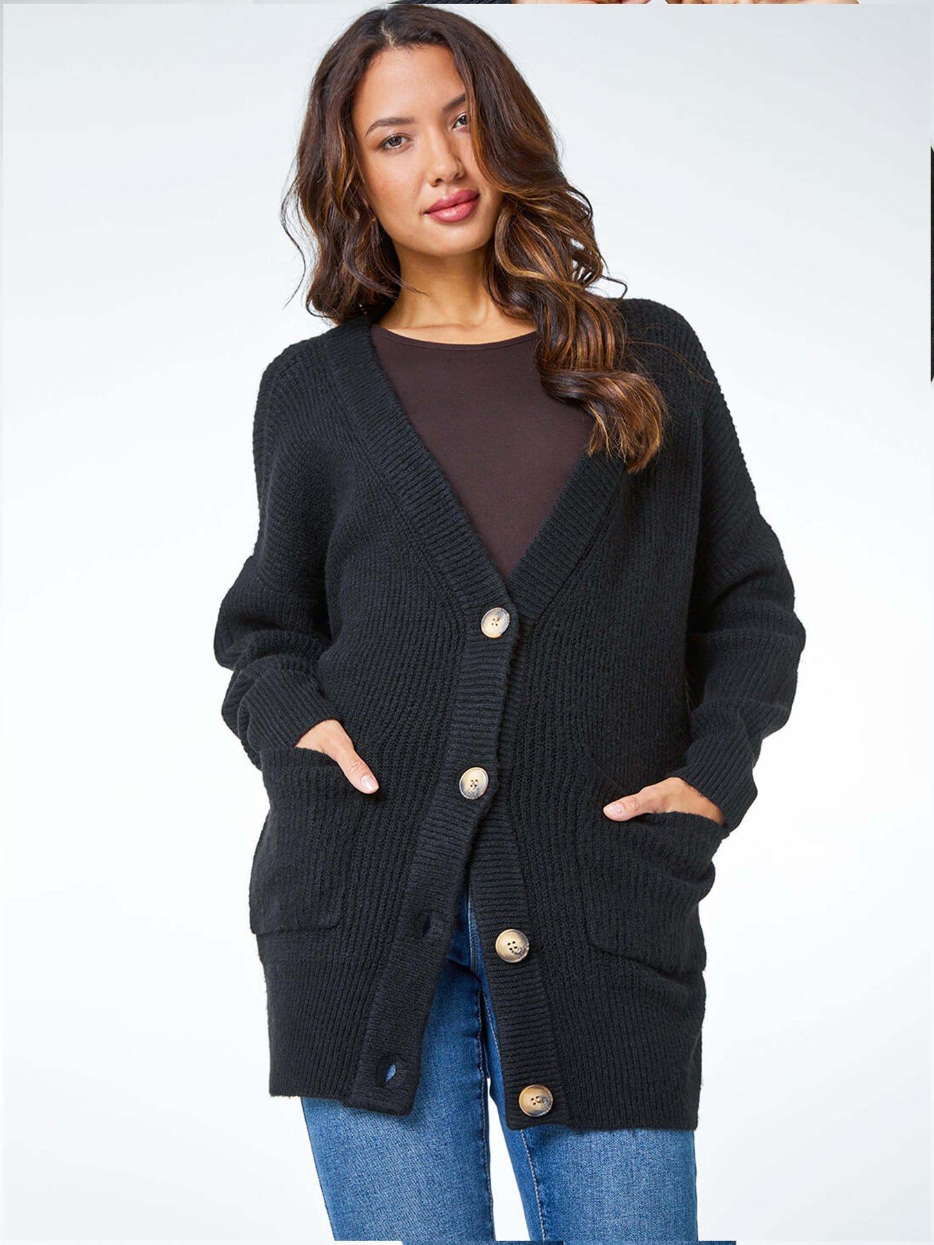 undefined Relaxed Longline Cardigan - Black