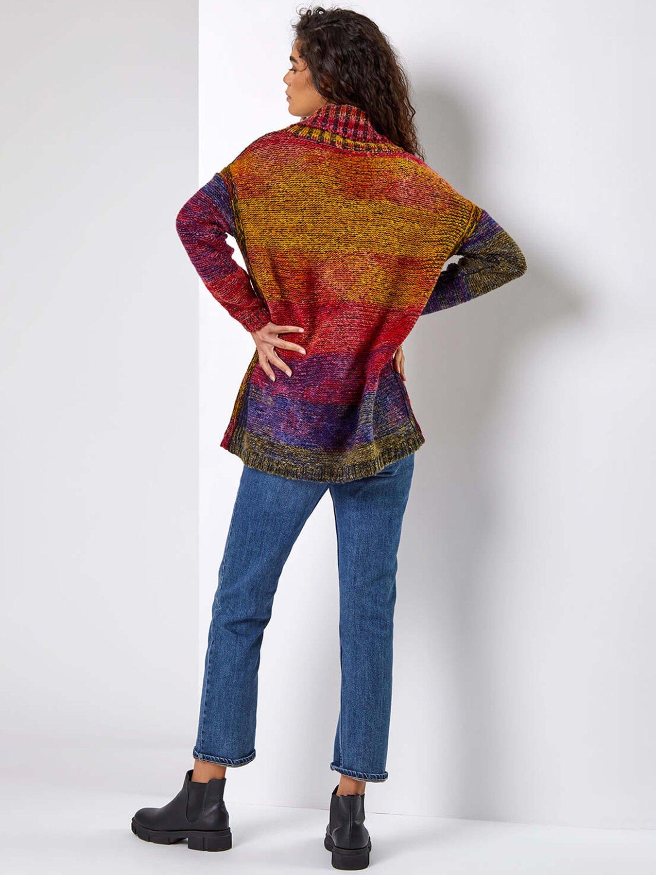 Image 2 of 5 of Roman Roll Neck Chunky Knit Jumper - Multi