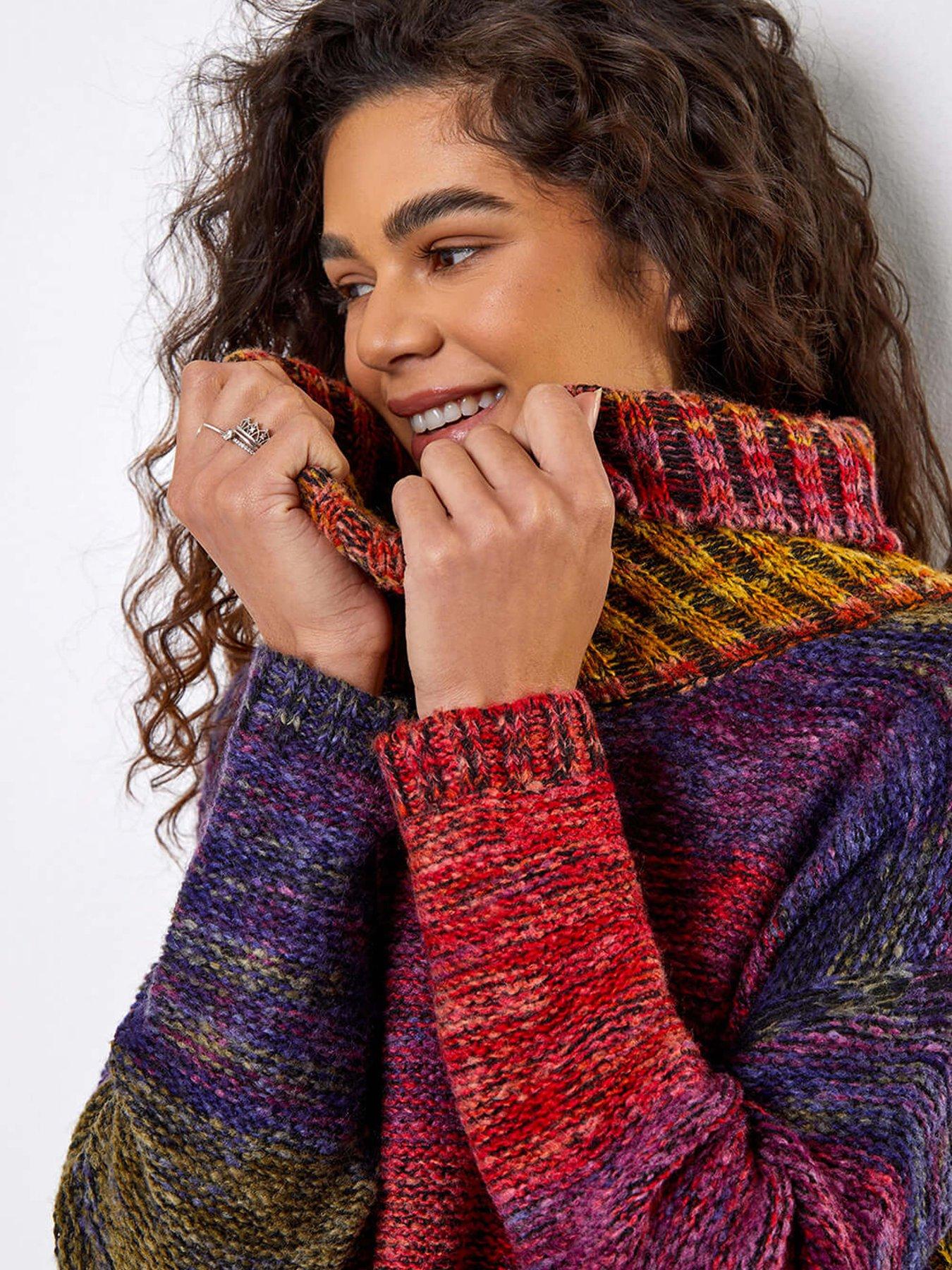 Image 4 of 5 of Roman Roll Neck Chunky Knit Jumper - Multi