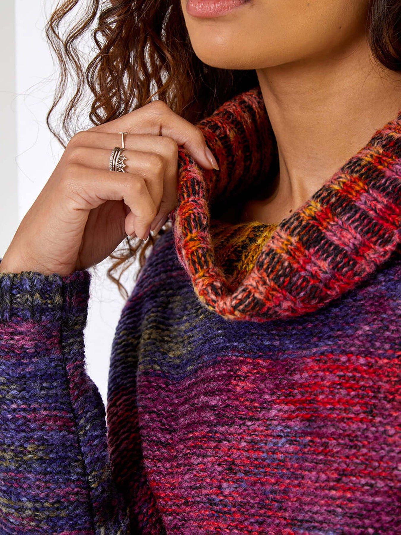 Image 5 of 5 of Roman Roll Neck Chunky Knit Jumper - Multi