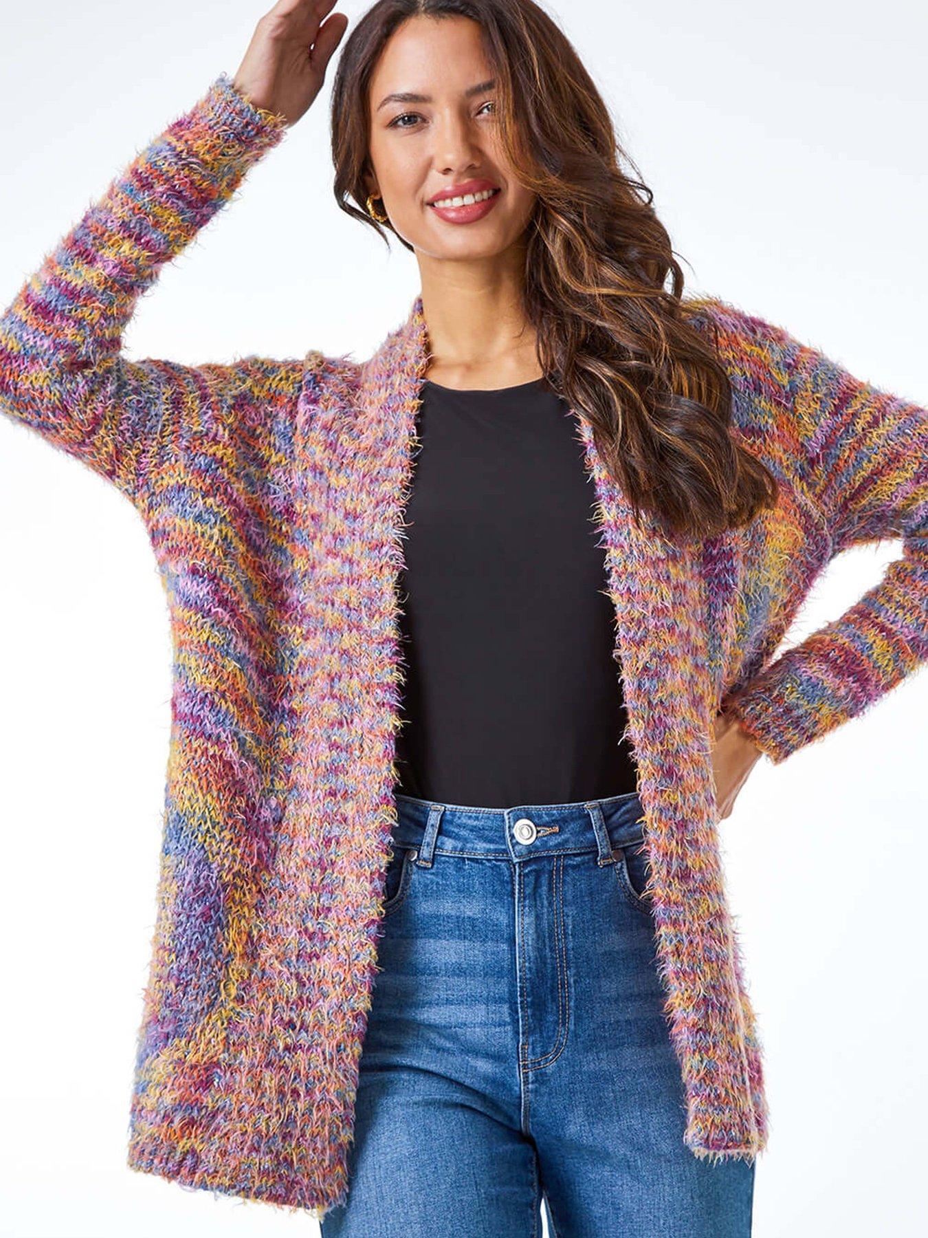  image of roman-fluffy-longline-cosy-cardigan-multi