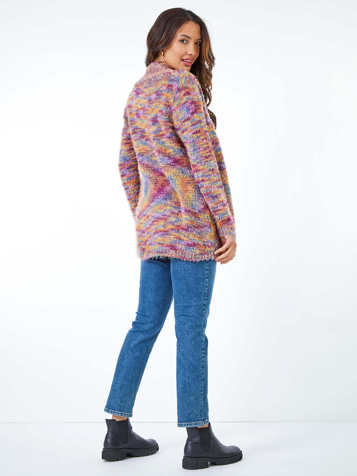  image of roman-fluffy-longline-cosy-cardigan-multi
