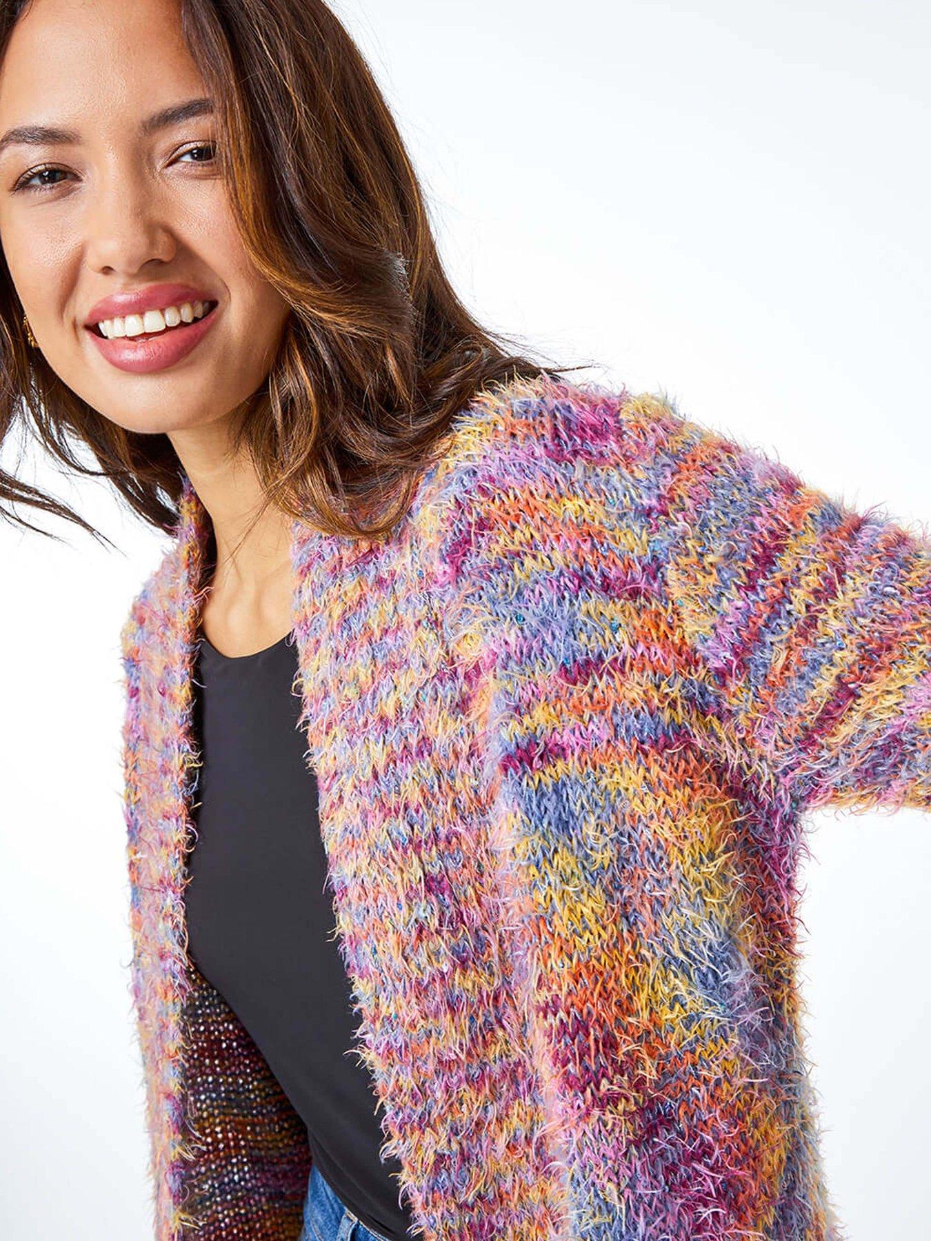 image of roman-fluffy-longline-cosy-cardigan-multi