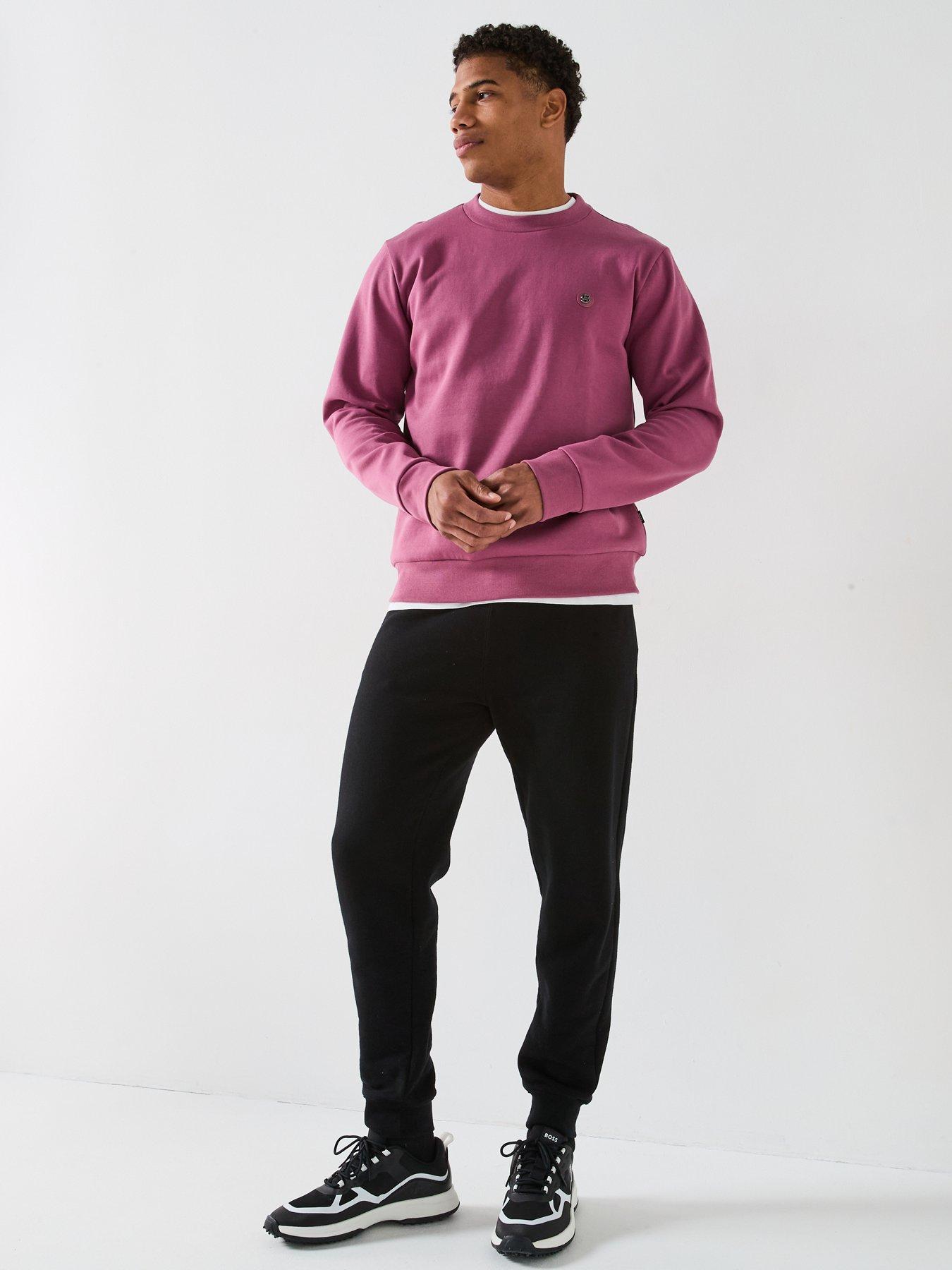  image of boss-sharpe-01-regular-fit-nickel-logo-crew-sweat-purple