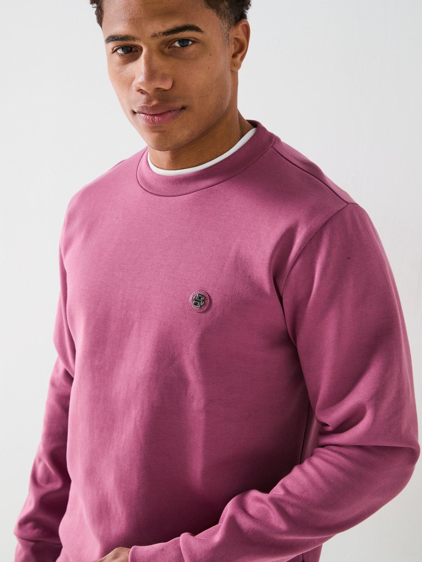  image of boss-sharpe-01-regular-fit-nickel-logo-crew-sweat-purple
