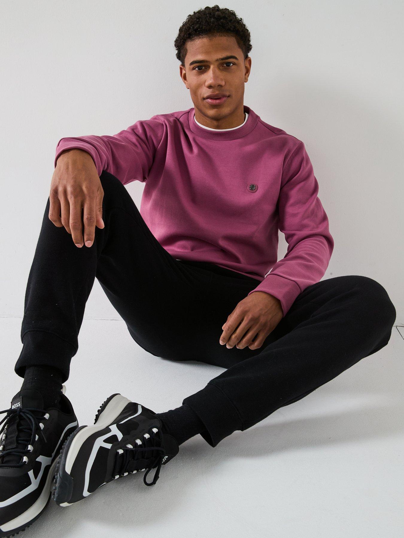  image of boss-sharpe-01-regular-fit-nickel-logo-crew-sweat-purple