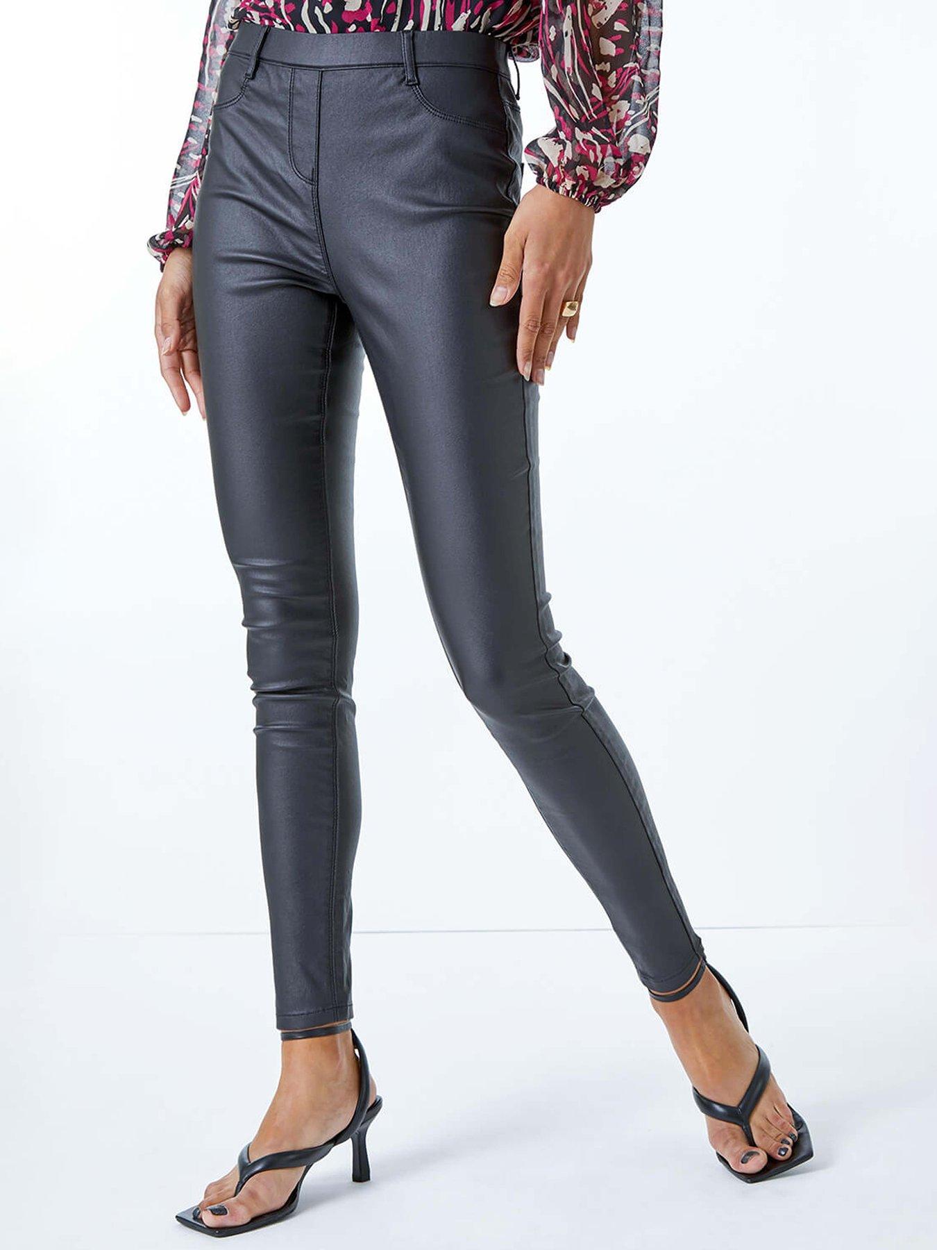 undefined Coated Faux Leather Jeggings - Black