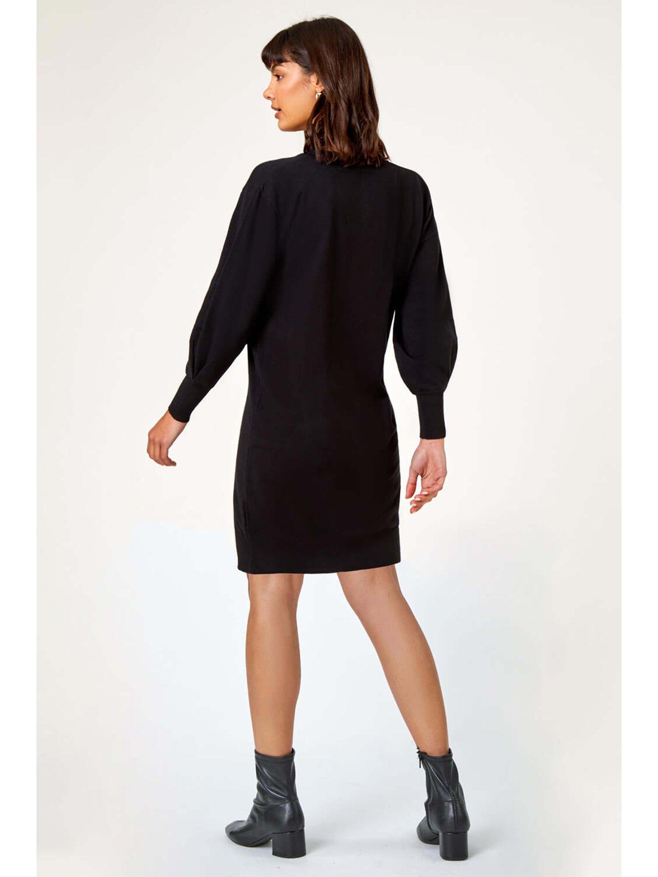 Image 2 of 5 of Roman Longline Knitted Jumper Dress - Black