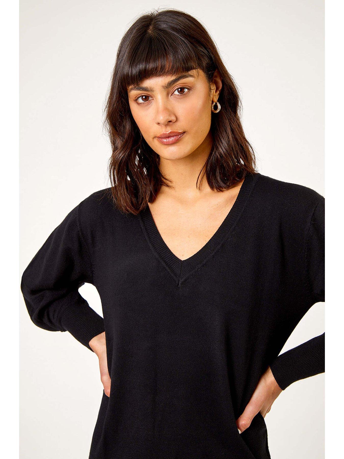 Image 4 of 5 of Roman Longline Knitted Jumper Dress - Black