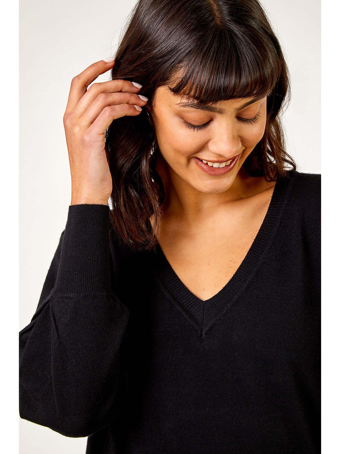 Image 5 of 5 of Roman Longline Knitted Jumper Dress - Black