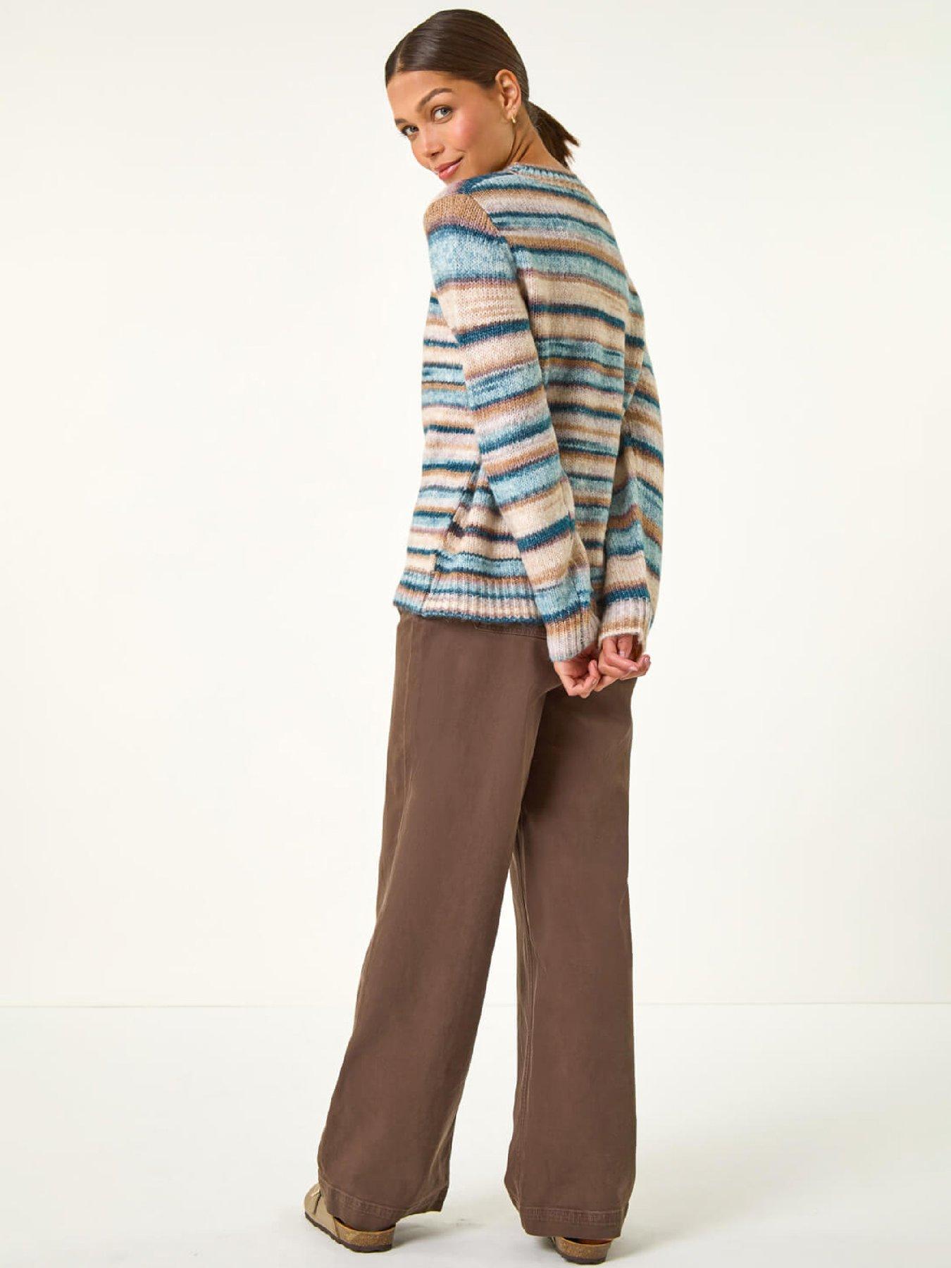 Image 2 of 5 of Roman Wool Blend Striped Stretch Jumper - Denim