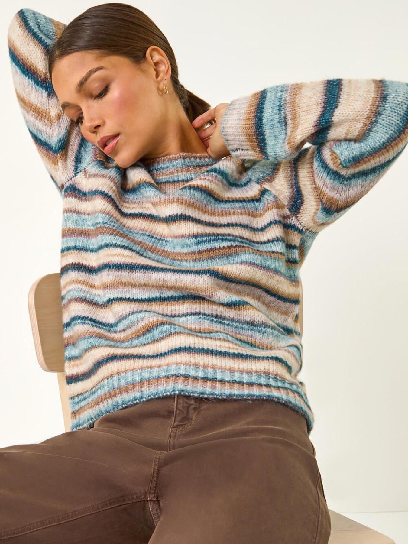 Image 4 of 5 of Roman Wool Blend Striped Stretch Jumper - Denim