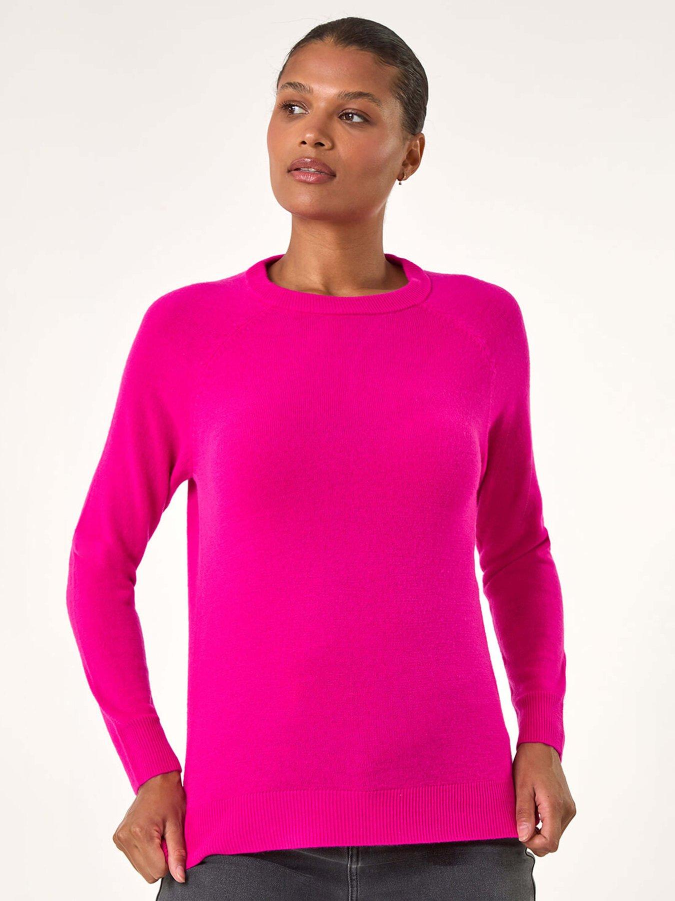 undefined Plain Soft Crew Neck Jumper - Cerise