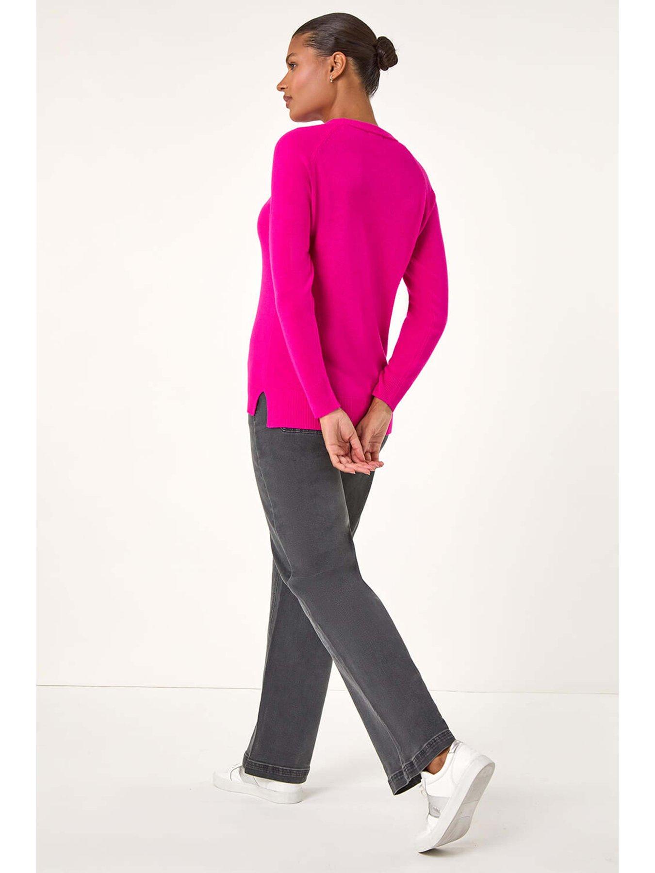 Image 2 of 5 of Roman Plain Soft Crew Neck Jumper - Cerise