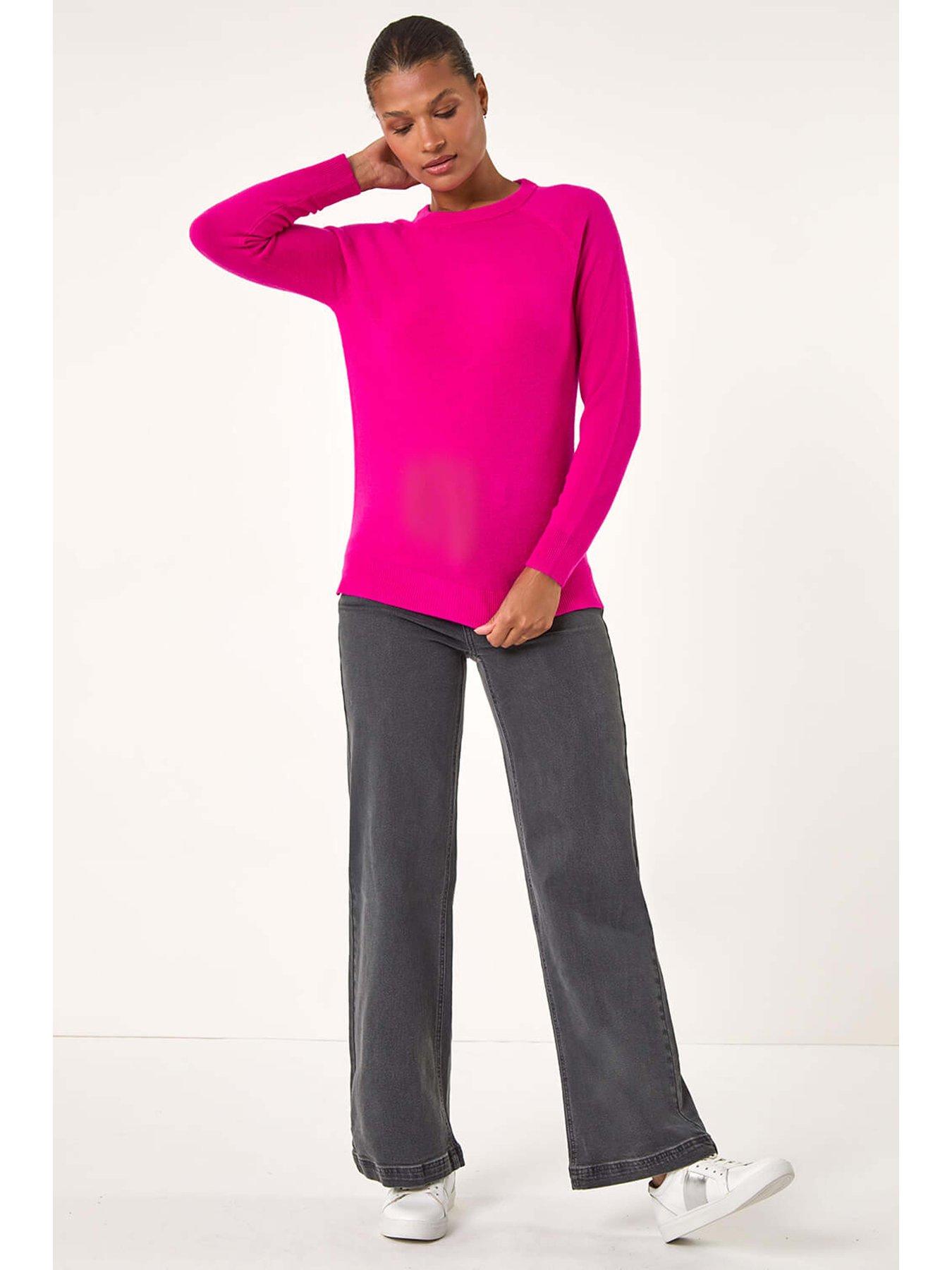 Image 3 of 5 of Roman Plain Soft Crew Neck Jumper - Cerise