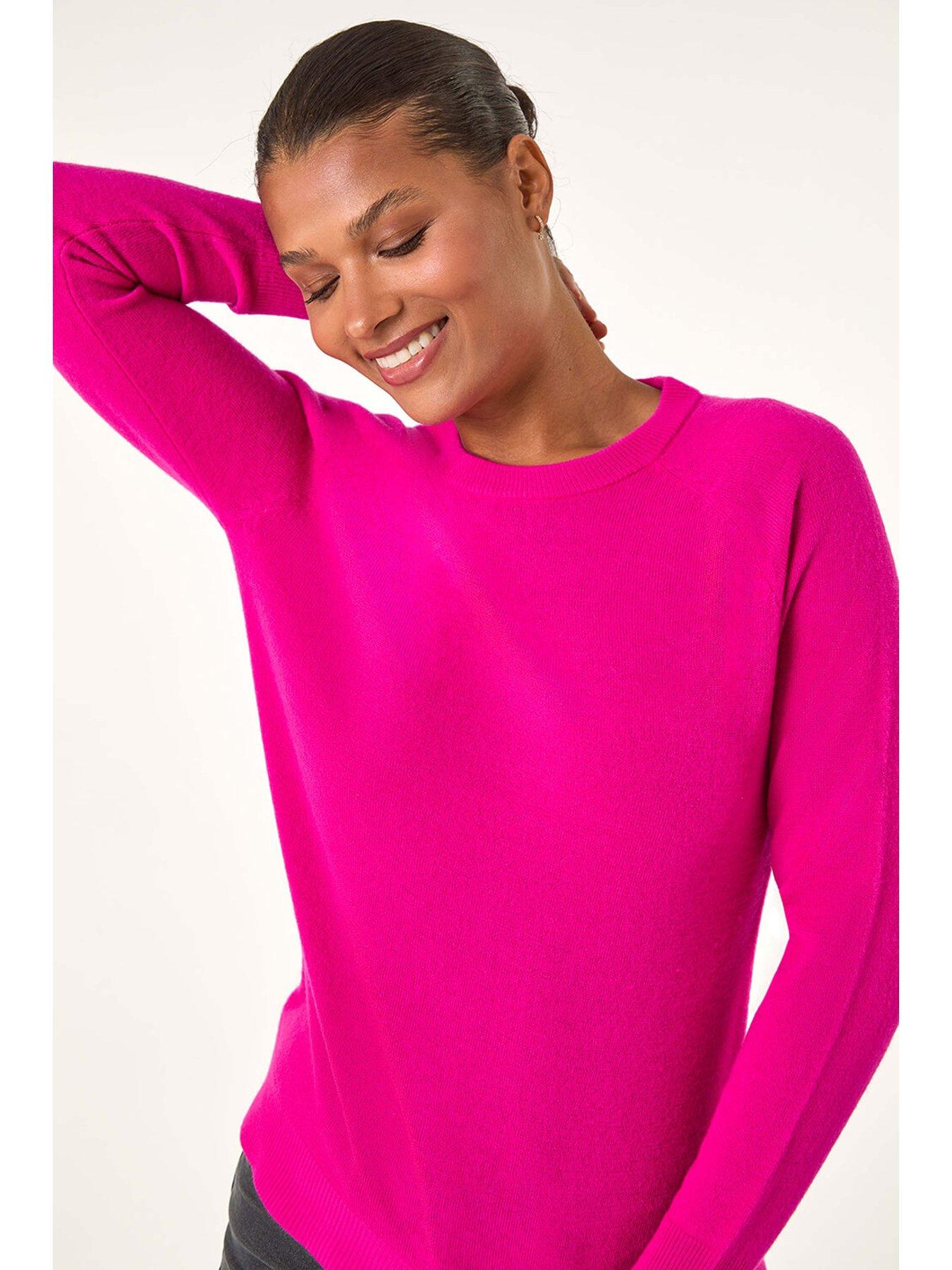 Image 4 of 5 of Roman Plain Soft Crew Neck Jumper - Cerise