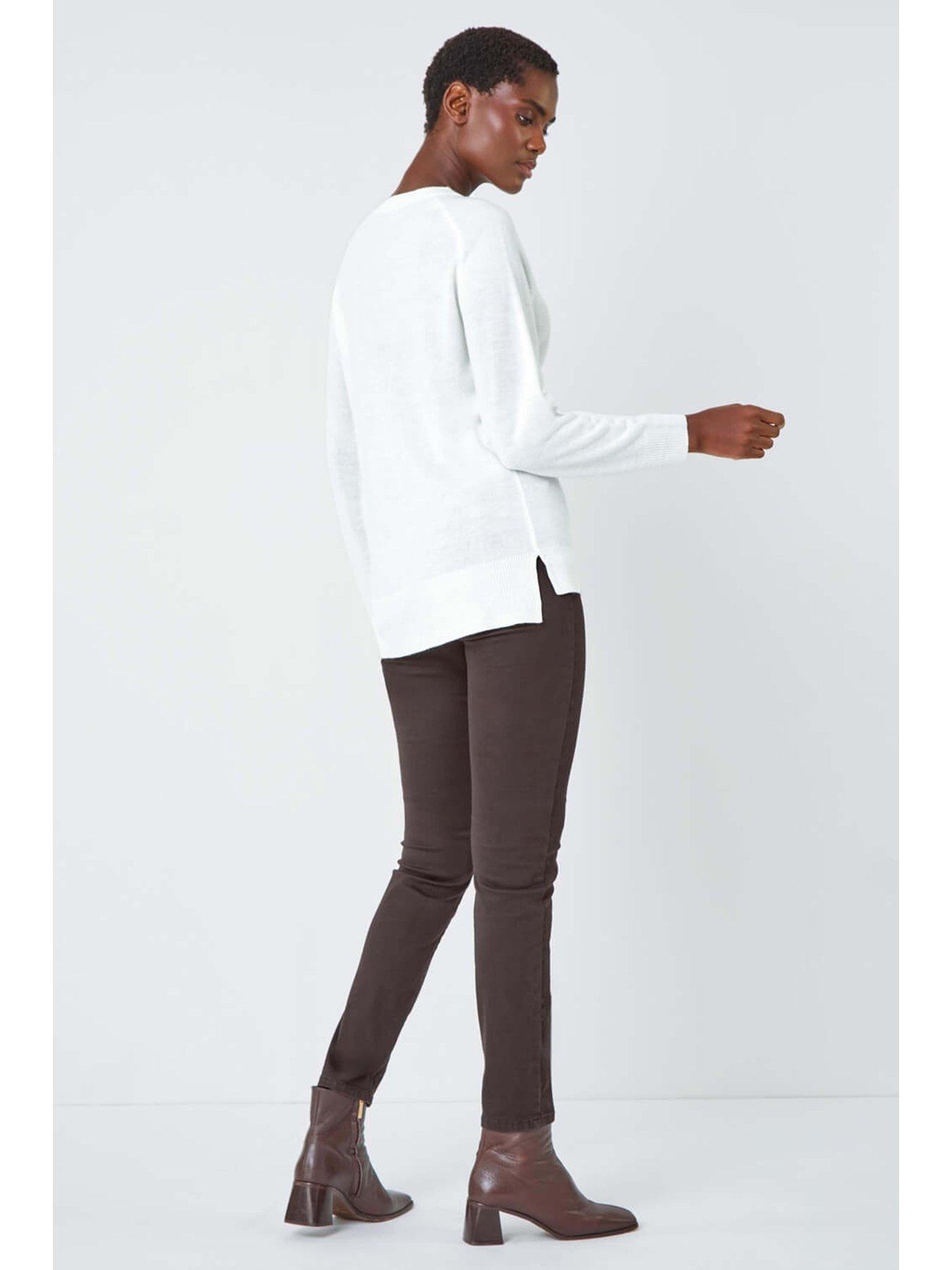  image of roman-plain-soft-crew-neck-jumper-ivory